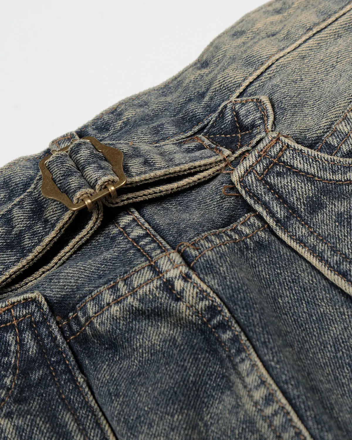 Cinch Back Buckle Acid Washed Jorts | Inflation Streetwear - Image 7