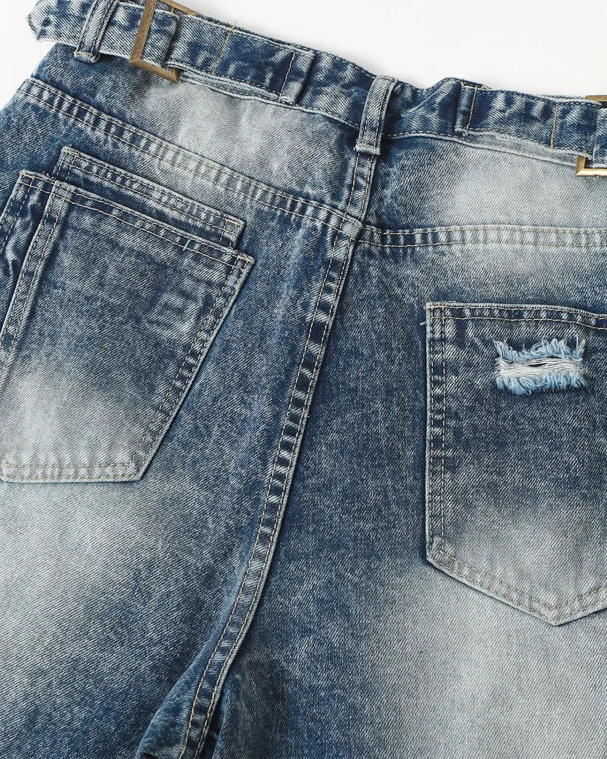 Cinch Back Deconstructed Distressed Barrel Jeans | Inflation Streetwear - Image 10