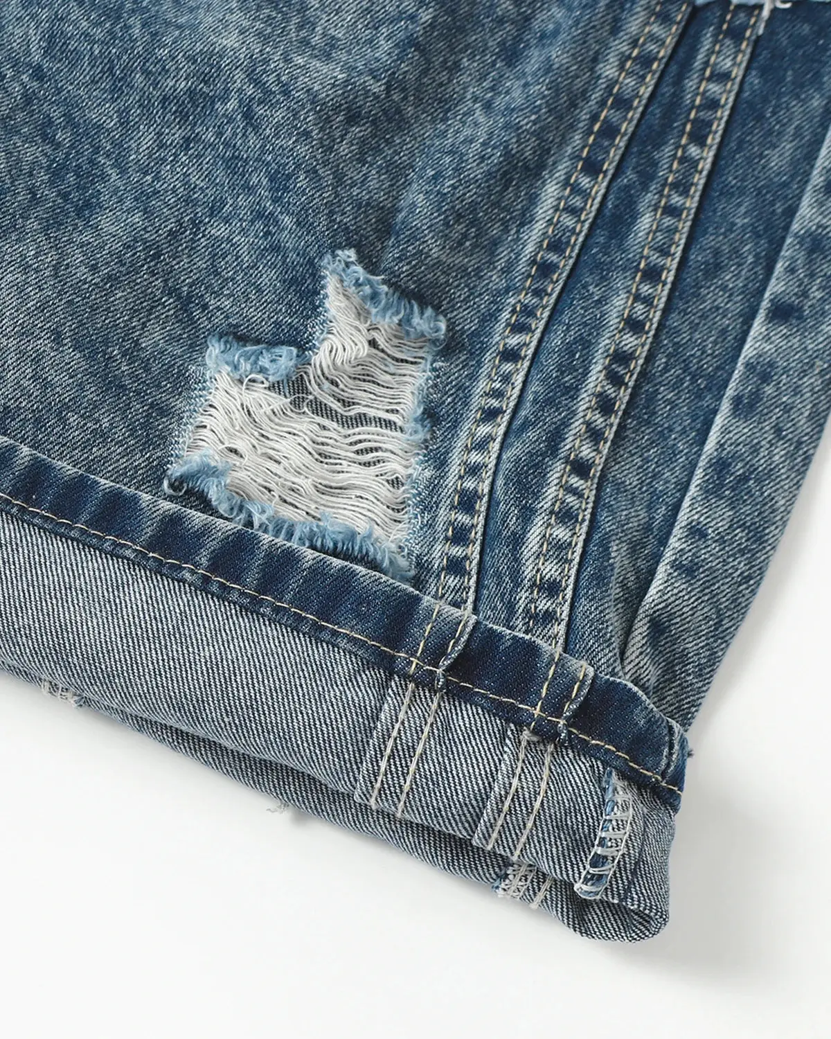 Cinch Back Deconstructed Distressed Barrel Jeans | Inflation Streetwear - Image 7