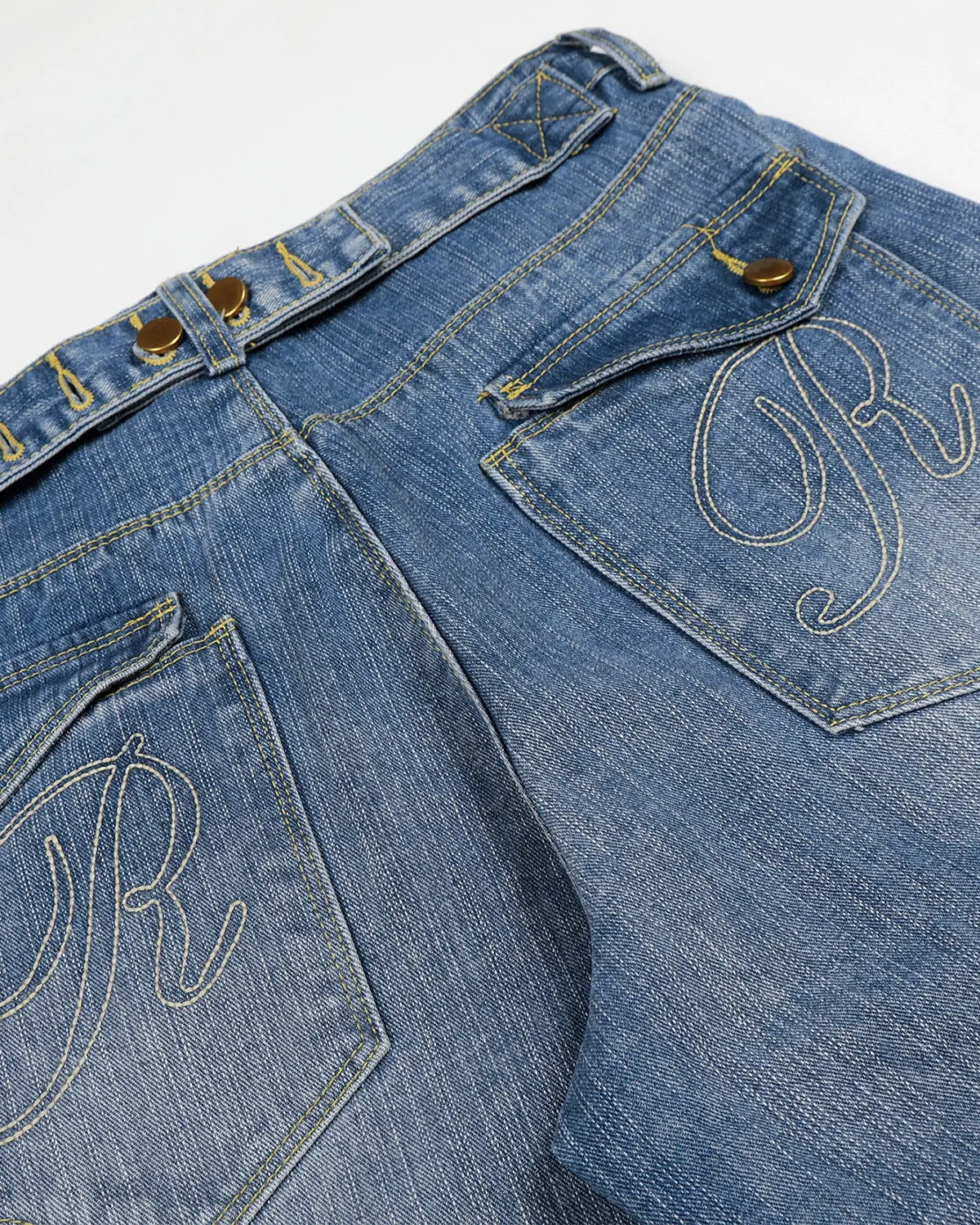 Cinch Back Washed Bamboo Weave Baggy Jeans | Inflation Streetwear - Image 10