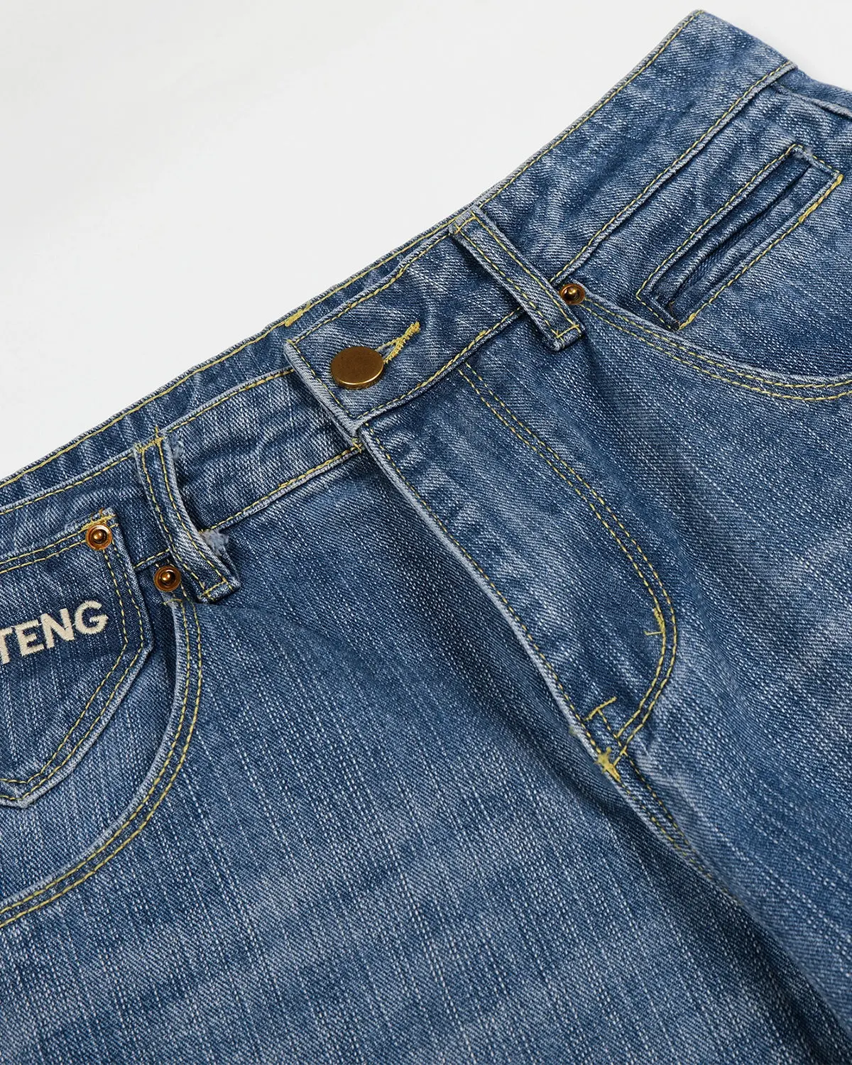 Cinch Back Washed Bamboo Weave Baggy Jeans | Inflation Streetwear - Image 11