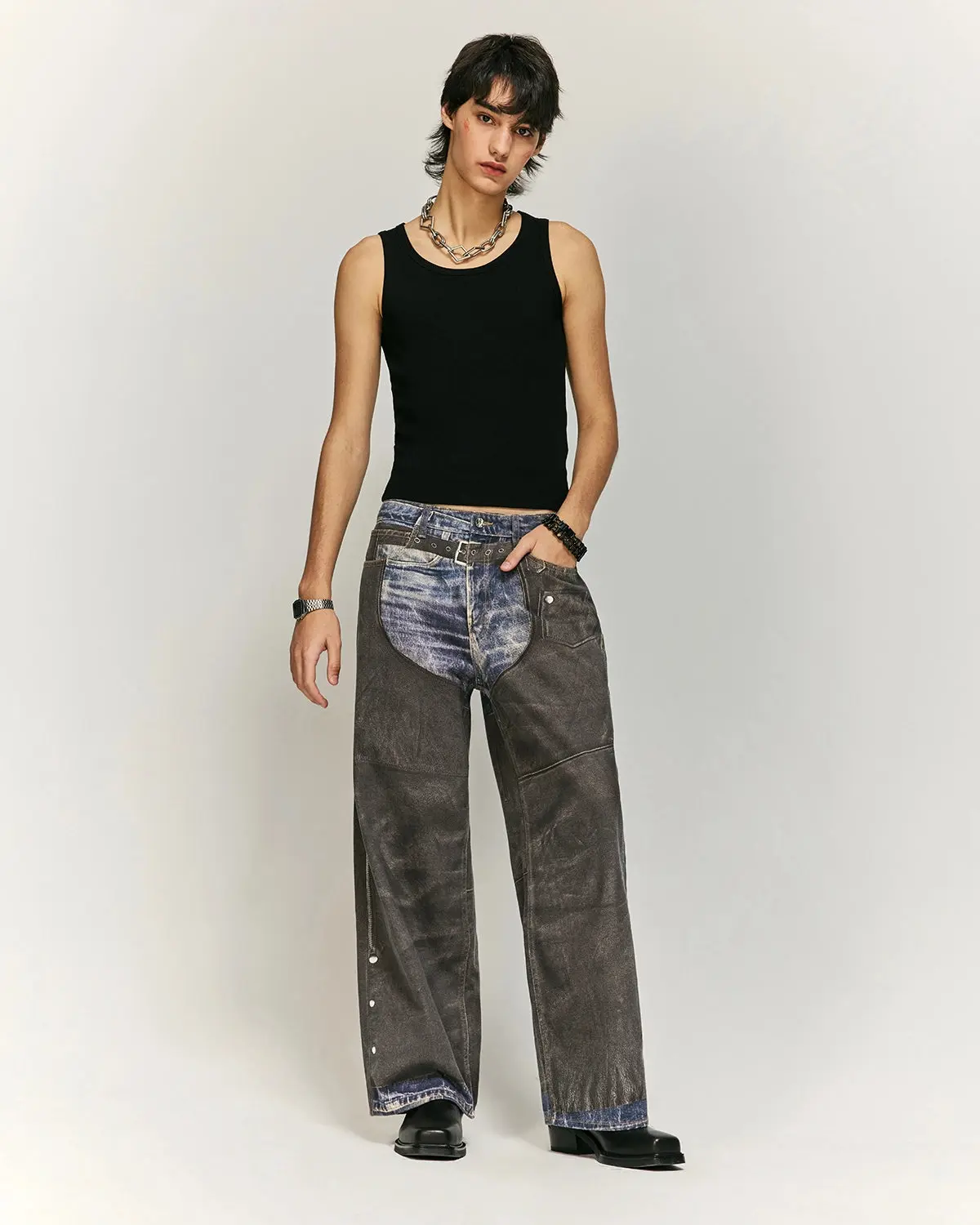 Colorblock Digital Printing Cotton Jeans | Inflation Streetwear - Image 6