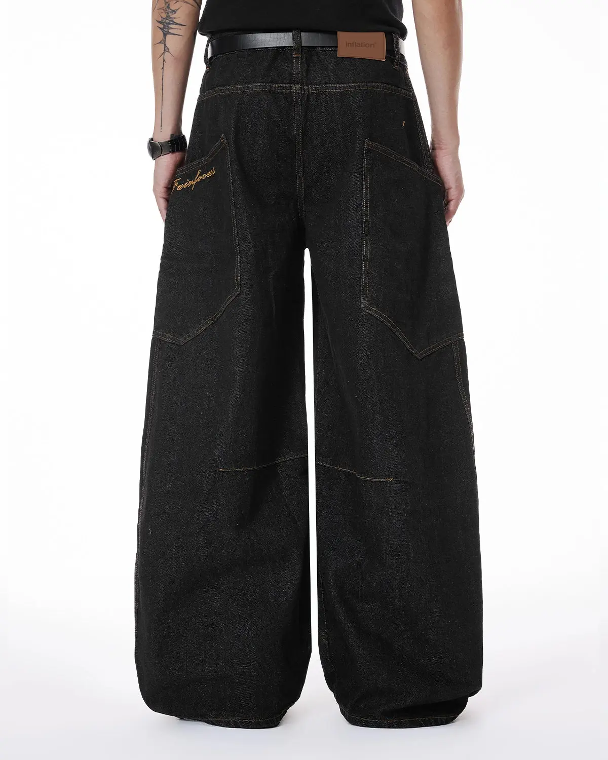 Colorful Rhinestone Raw Barrel Jeans | Inflation Streetwear - Image 9