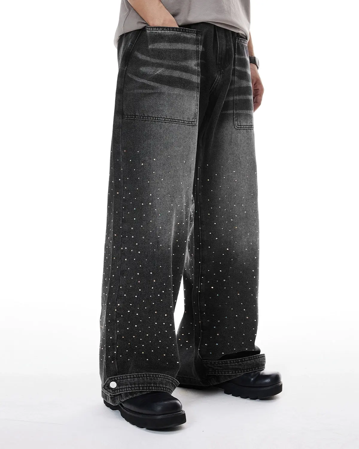 Colorful Rhinestone Wash Baggy Jeans | Inflation Streetwear - Image 4
