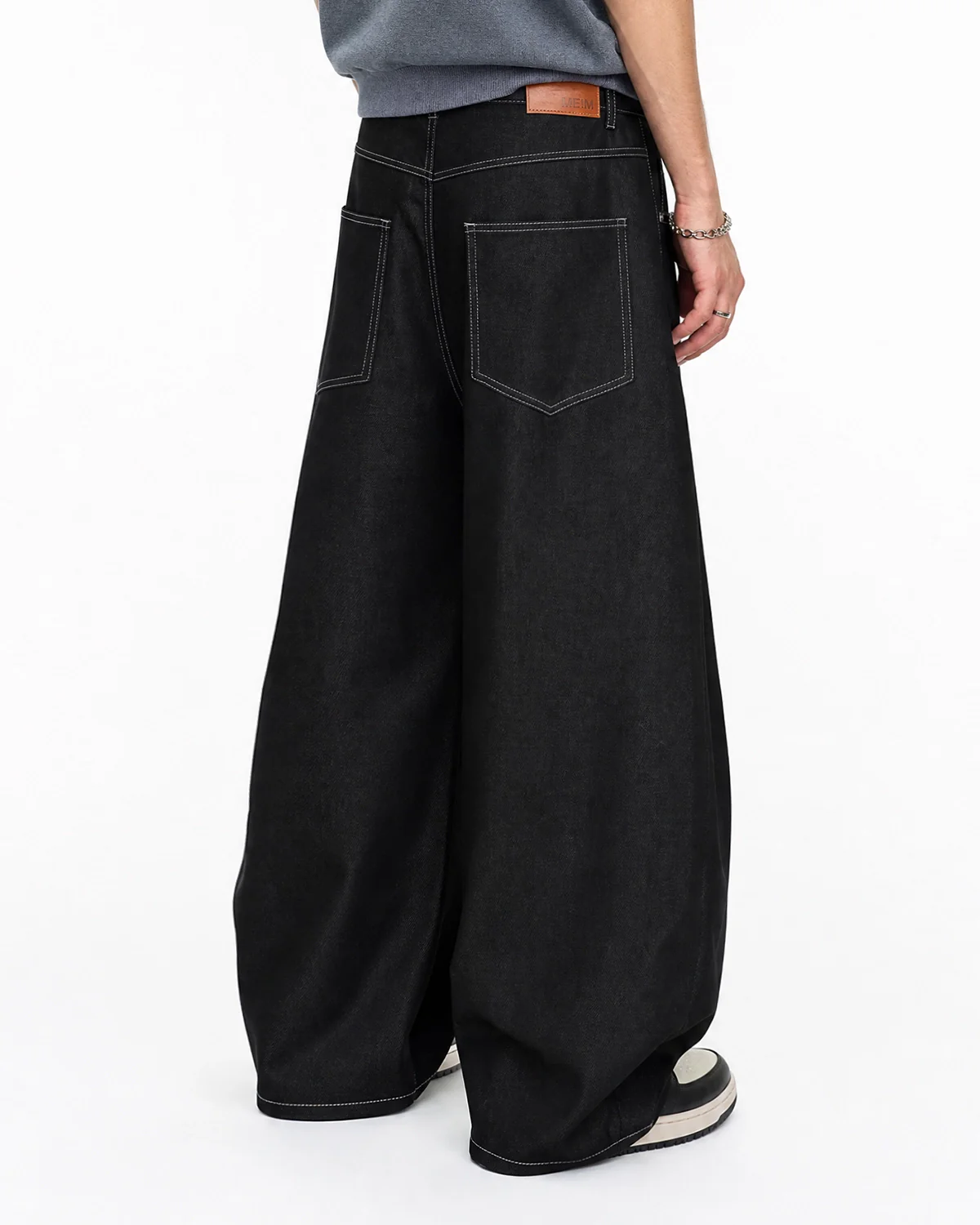 Contrast Stitch Baggy Barrel  Jeans | Inflation Streetwear - Image 6