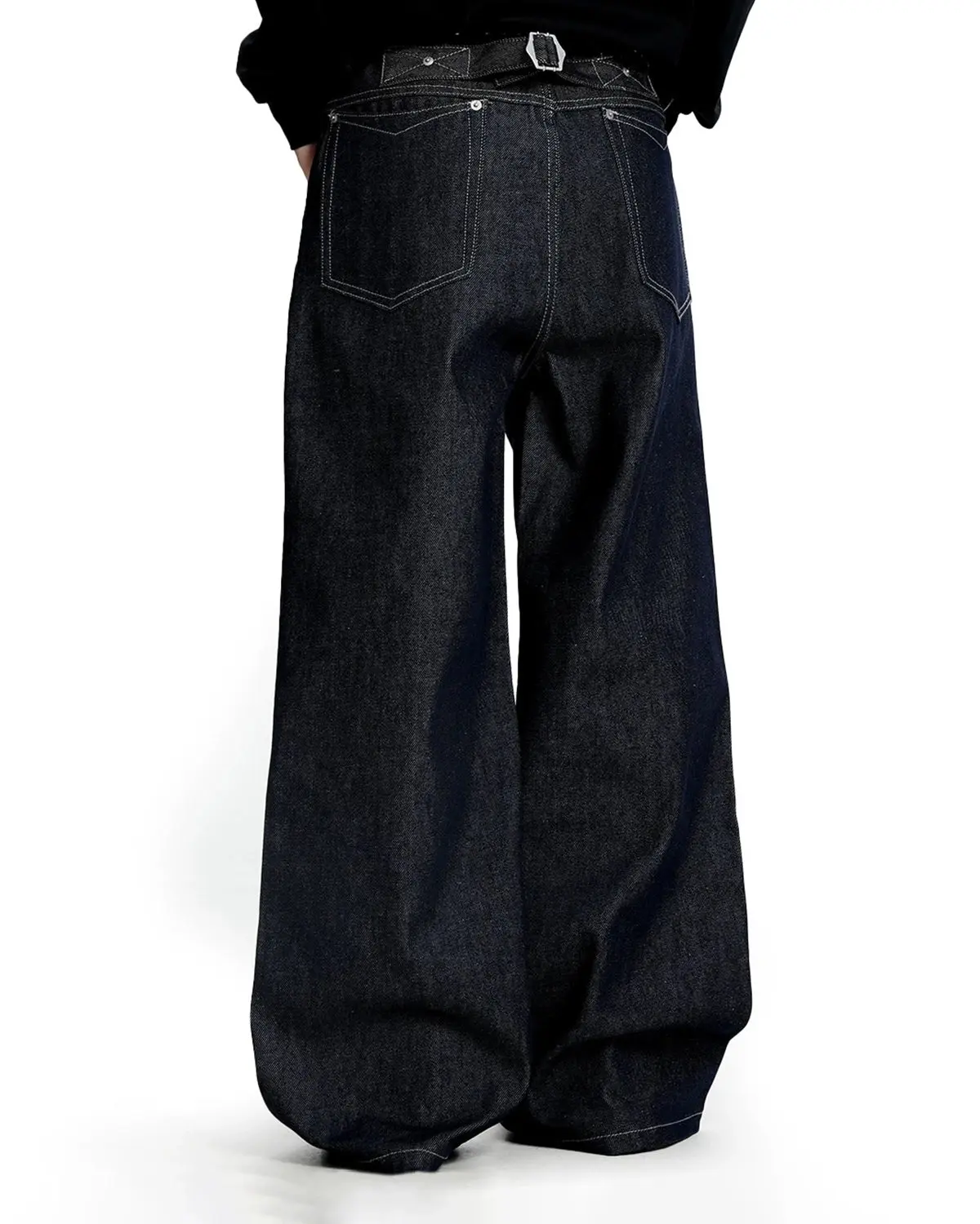 Contrast Stitching Raw Baggy Jeans | Inflation Streetwear - Image 3