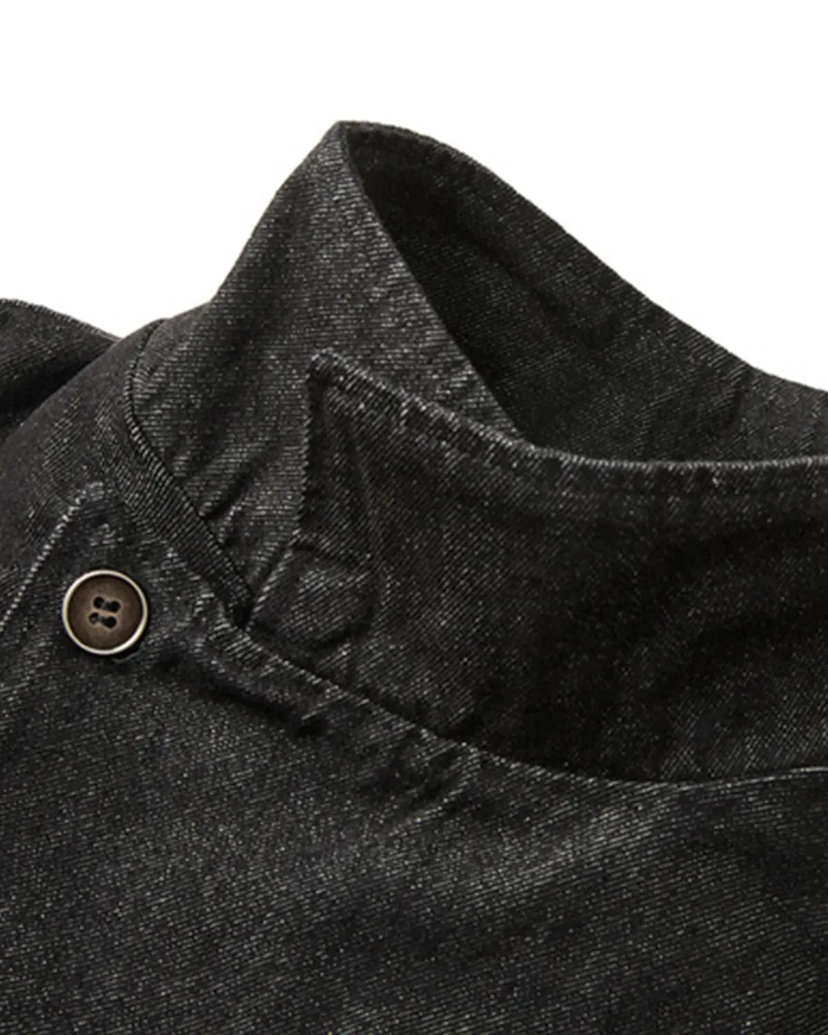 Cropped Asymmetric Button Denim Jacket | Inflation Streetwear - Image 9