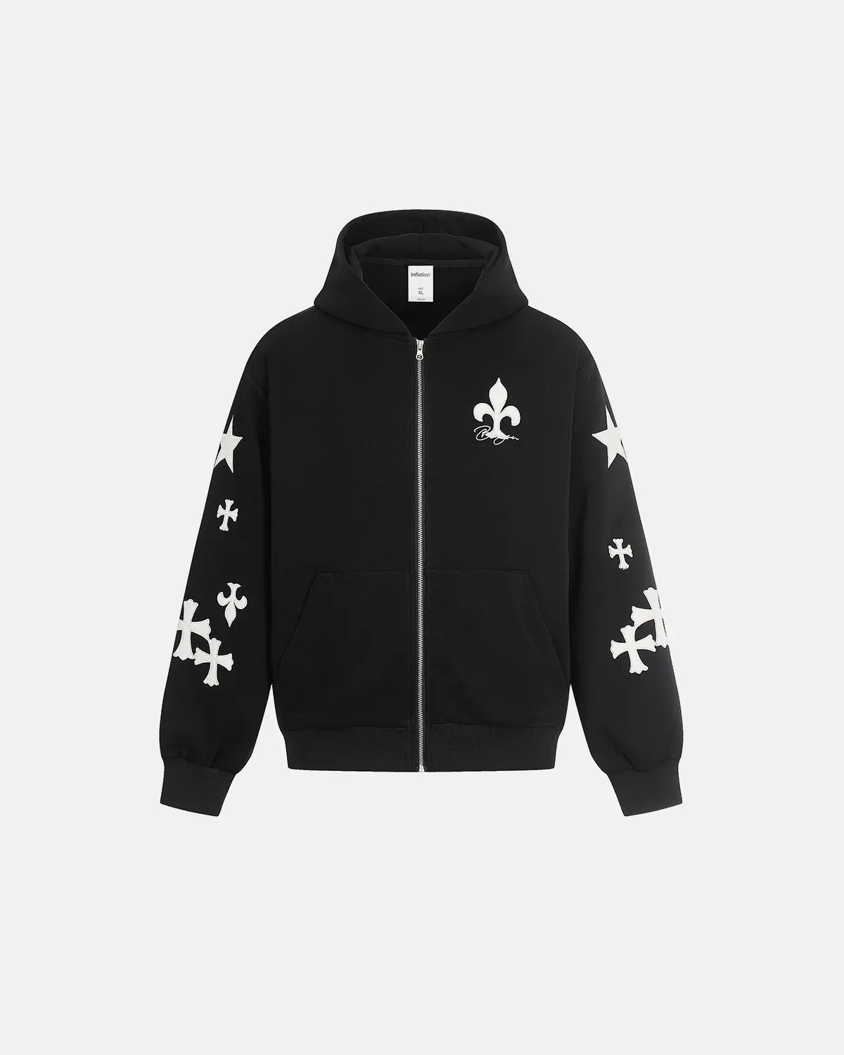 Cross PU Patch Embroidery Zip Up Hoodies | Inflation Streetwear - Image 5