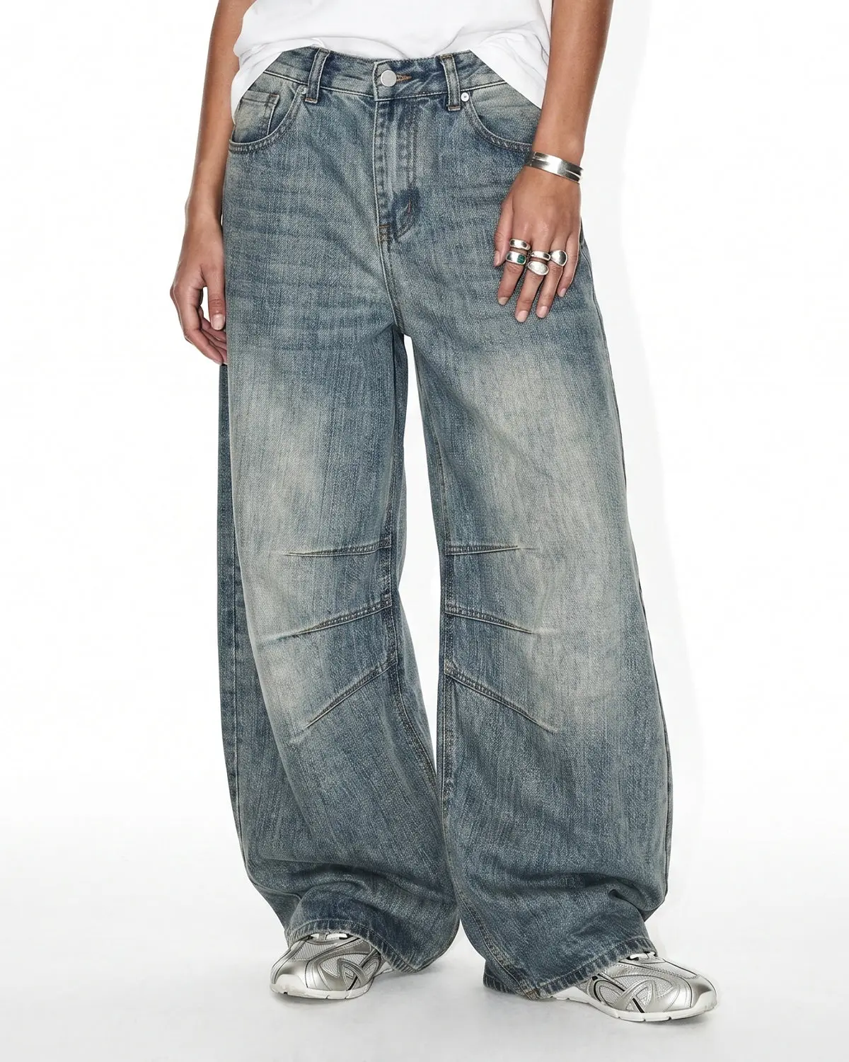 Deconstructed Bamboo Weave Baggy Jeans | Inflation Streetwear - Image 3