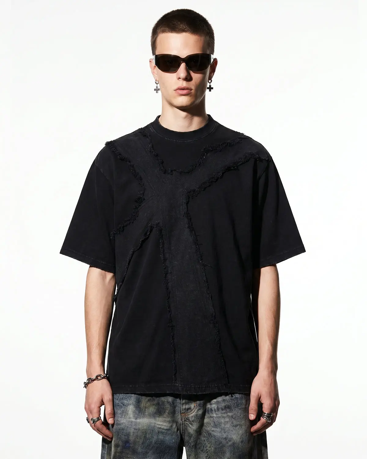 Deconstructed Cross Washed T-Shirt | Inflation Streetwear - Image 7