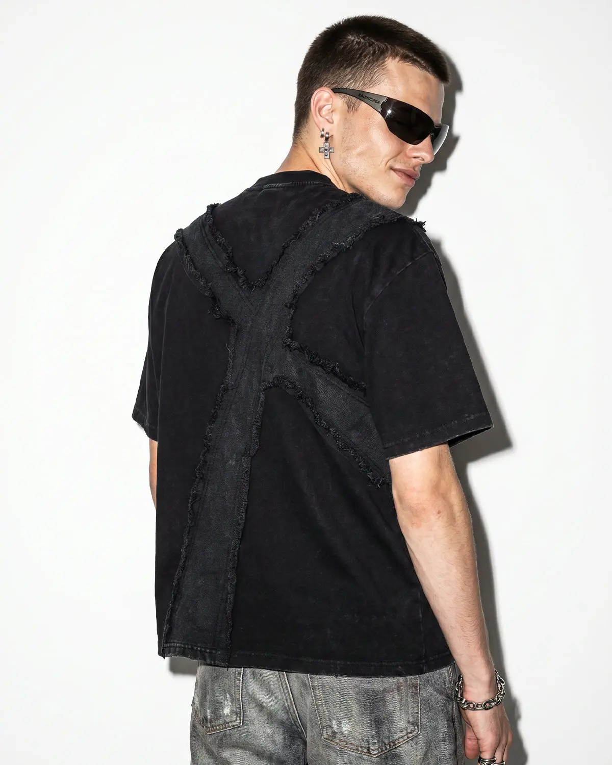 Deconstructed Cross Washed T-Shirt | Inflation Streetwear - Image 9