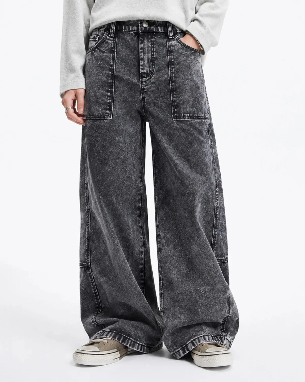 Deconstructed Distressed Barrel Jeans | Inflation Streetwear - Image 2