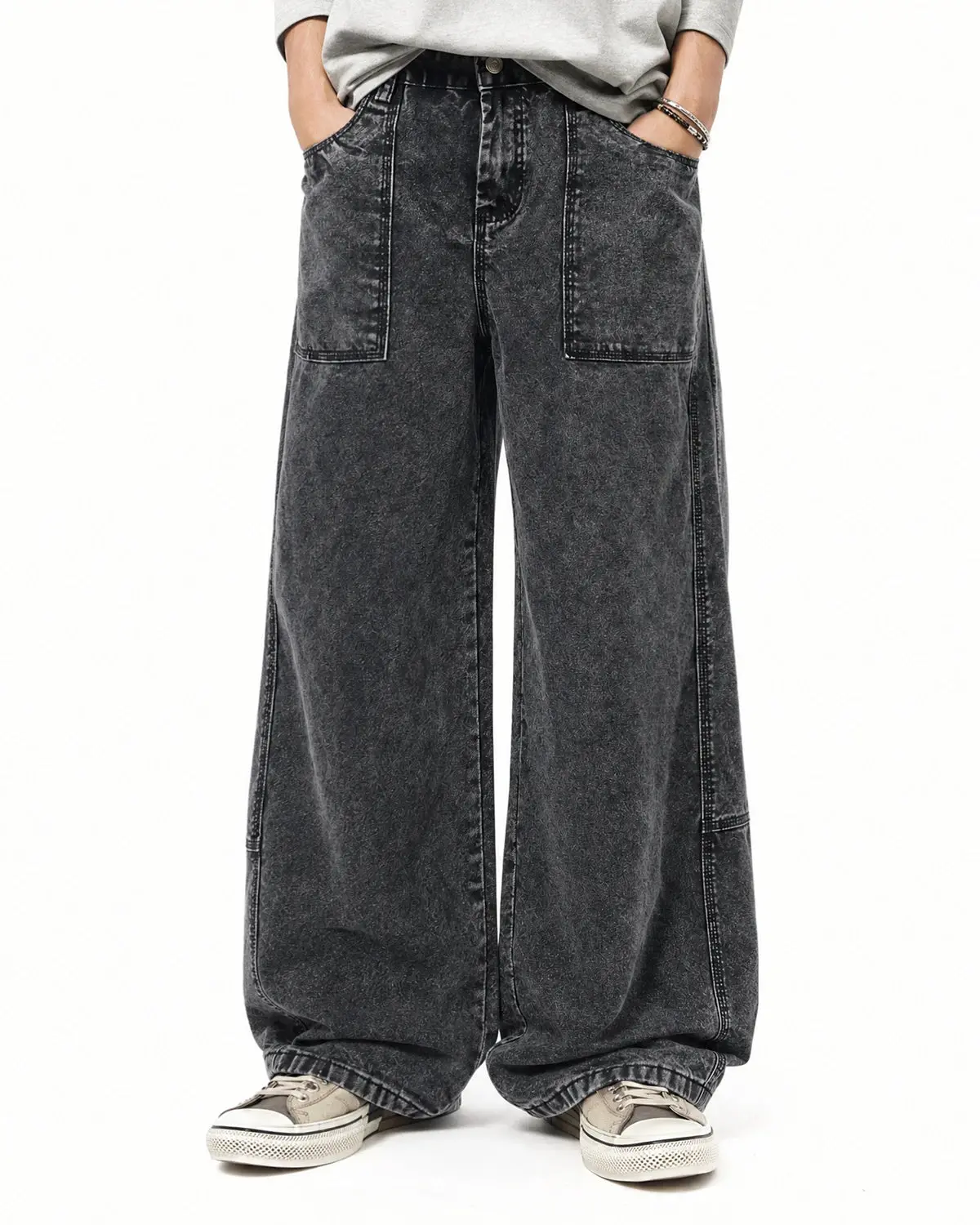 Deconstructed Distressed Barrel Jeans | Inflation Streetwear - Image 3
