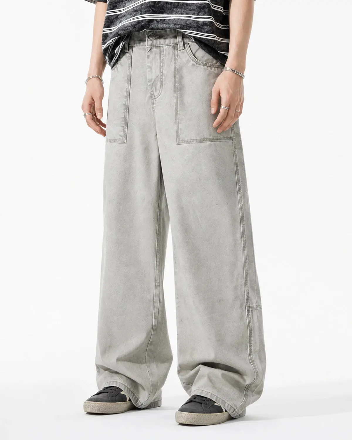 Deconstructed Distressed Barrel Jeans | Inflation Streetwear - Image 6