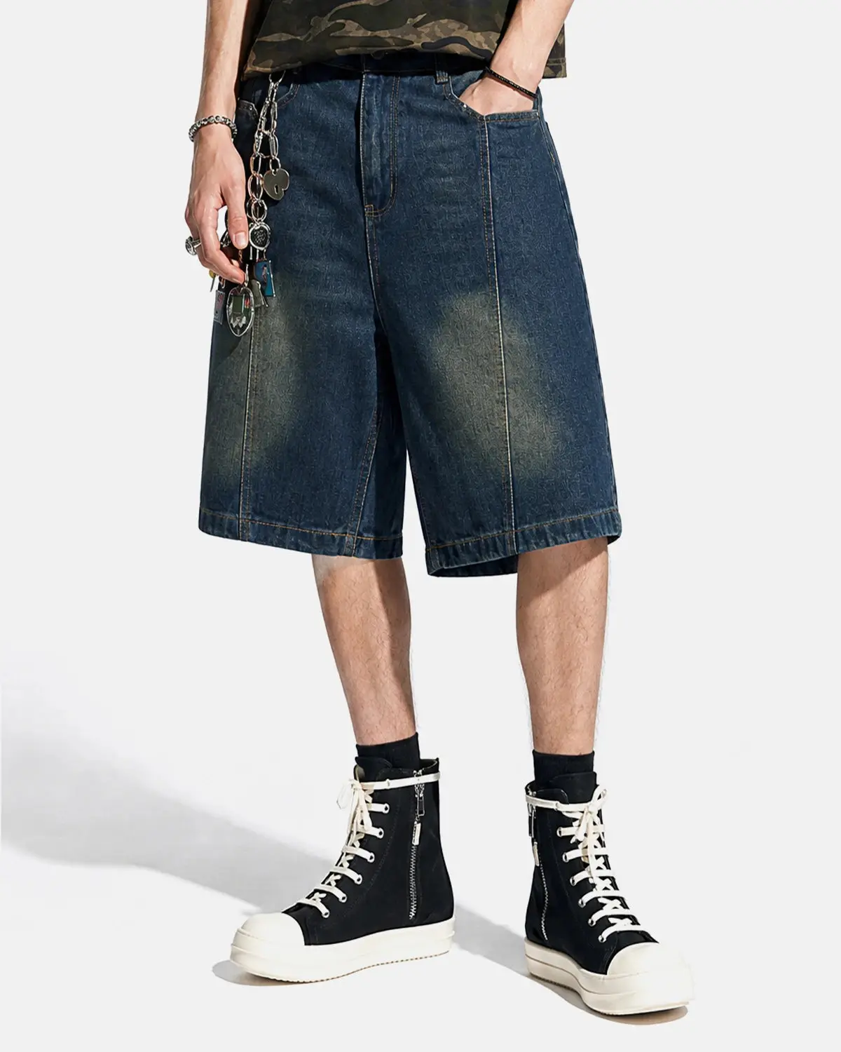 Deconstructed Washed Denim Jorts | Inflation Streetwear - Image 3