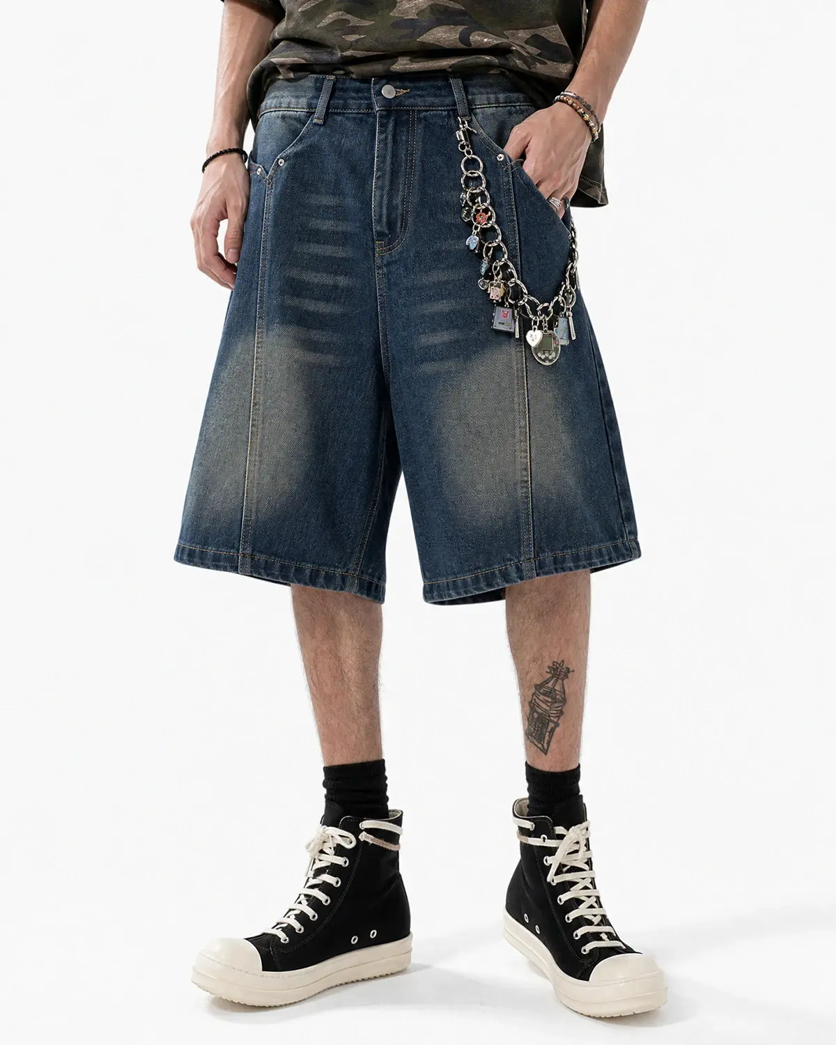 Deconstructed Washed Denim Jorts | Inflation Streetwear - Image 4