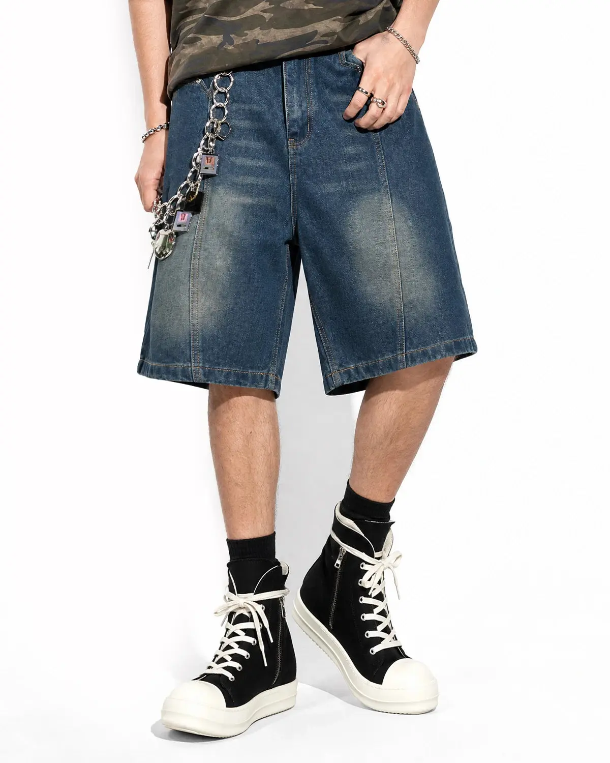 Deconstructed Washed Denim Jorts | Inflation Streetwear - Image 5