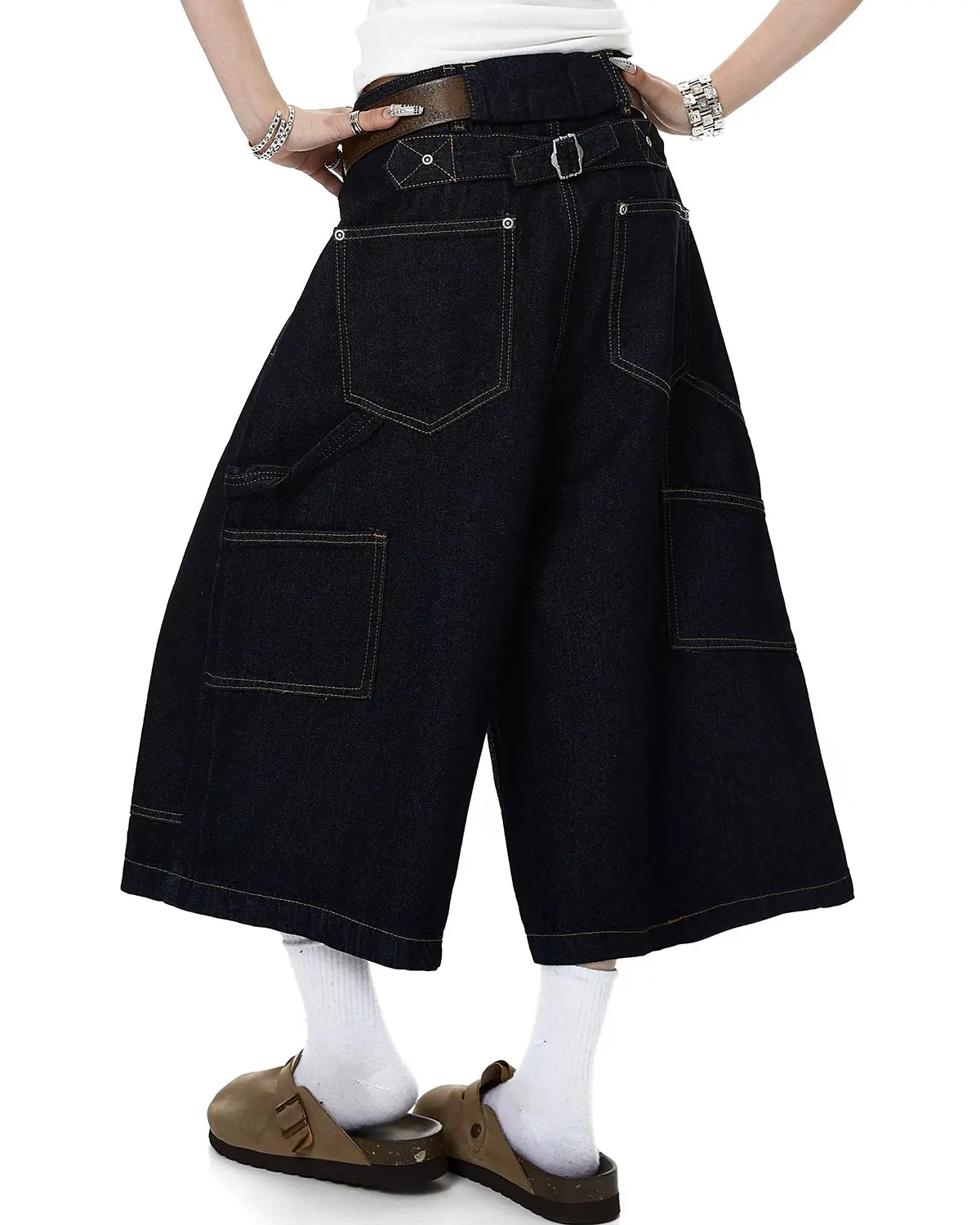 Deconstructed Wide leg Longline Jorts | Inflation Streetwear - Image 6