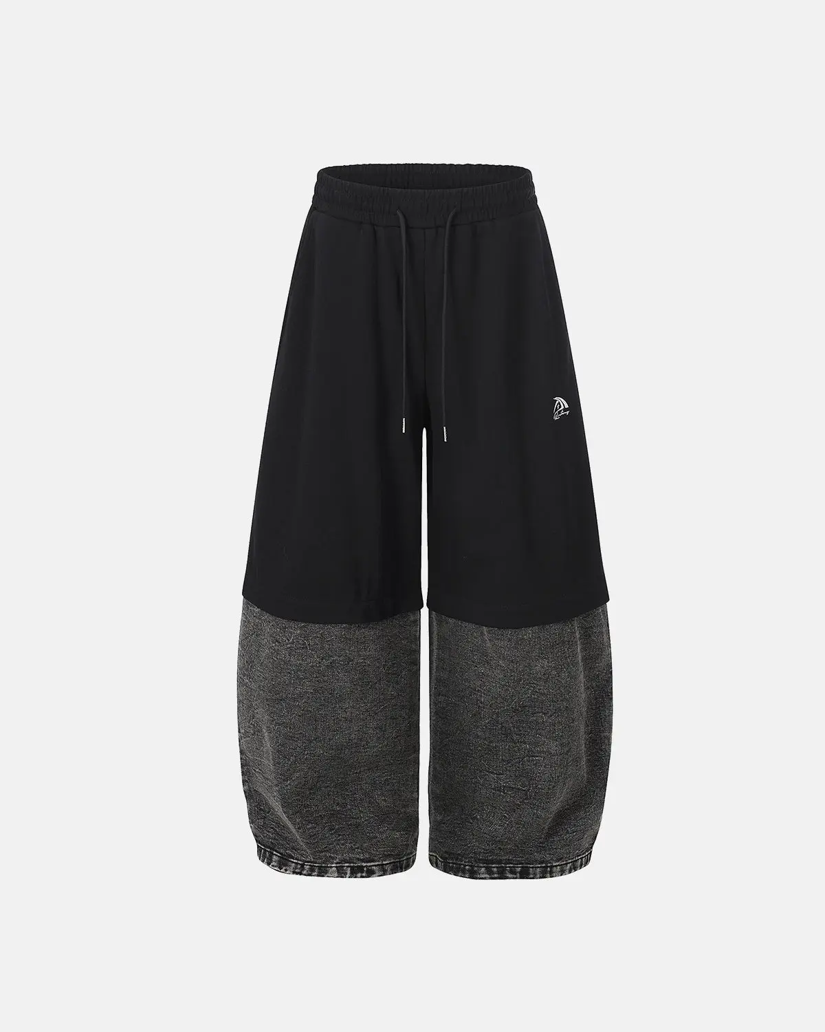 Denim Detachable Patchwork Barrel Joggers | Inflation Streetwear - Image 11