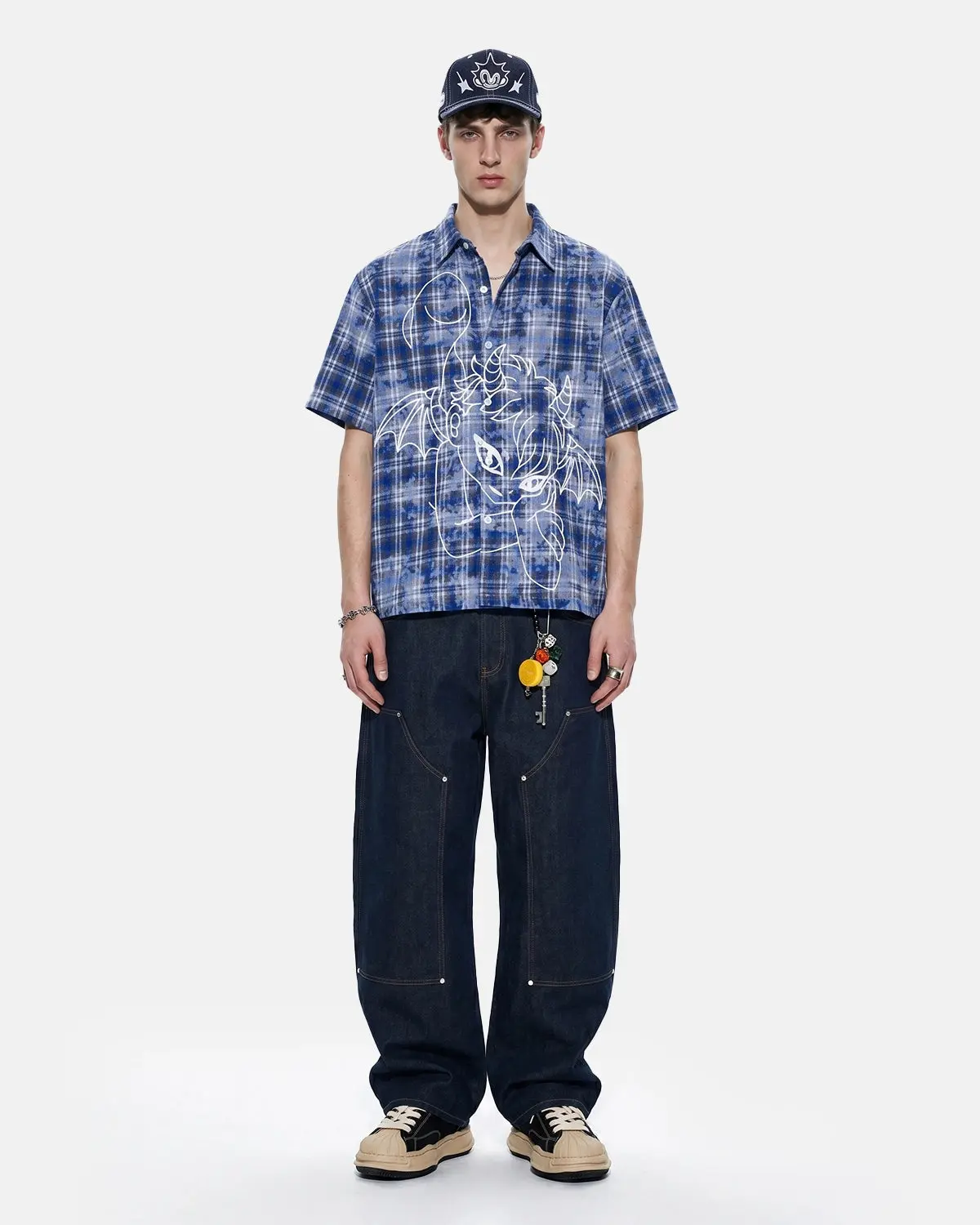 Devil Embroidered Plaid Shirt | Inflation Streetwear - Image 3