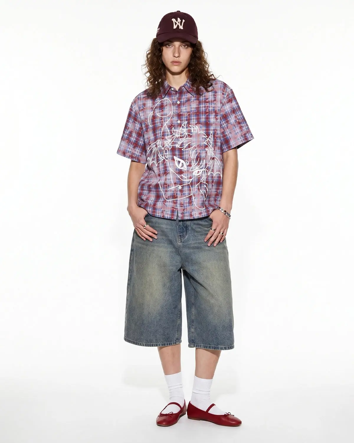 Devil Embroidered Plaid Shirt | Inflation Streetwear - Image 4