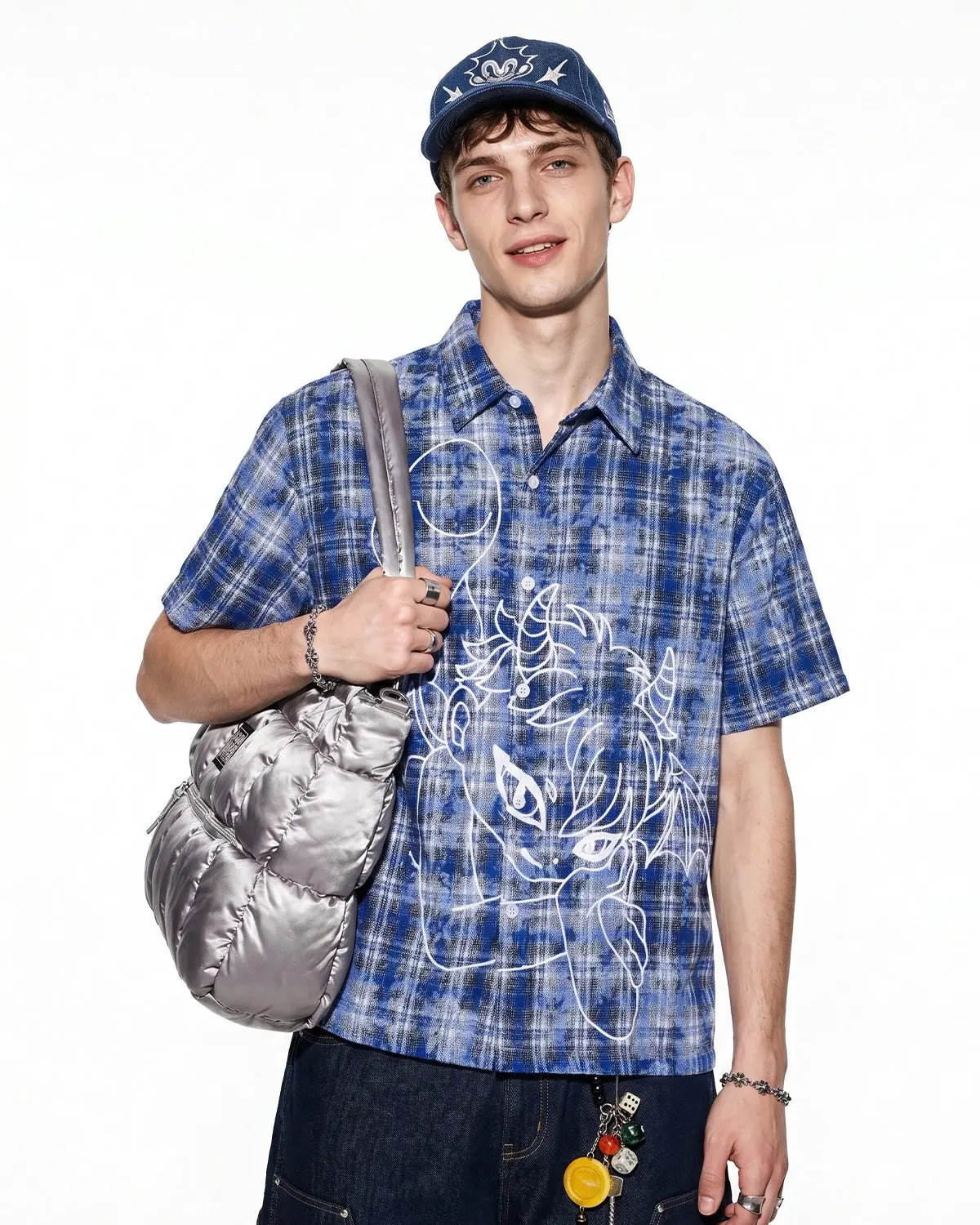 Devil Embroidered Plaid Shirt | Inflation Streetwear - Image 5