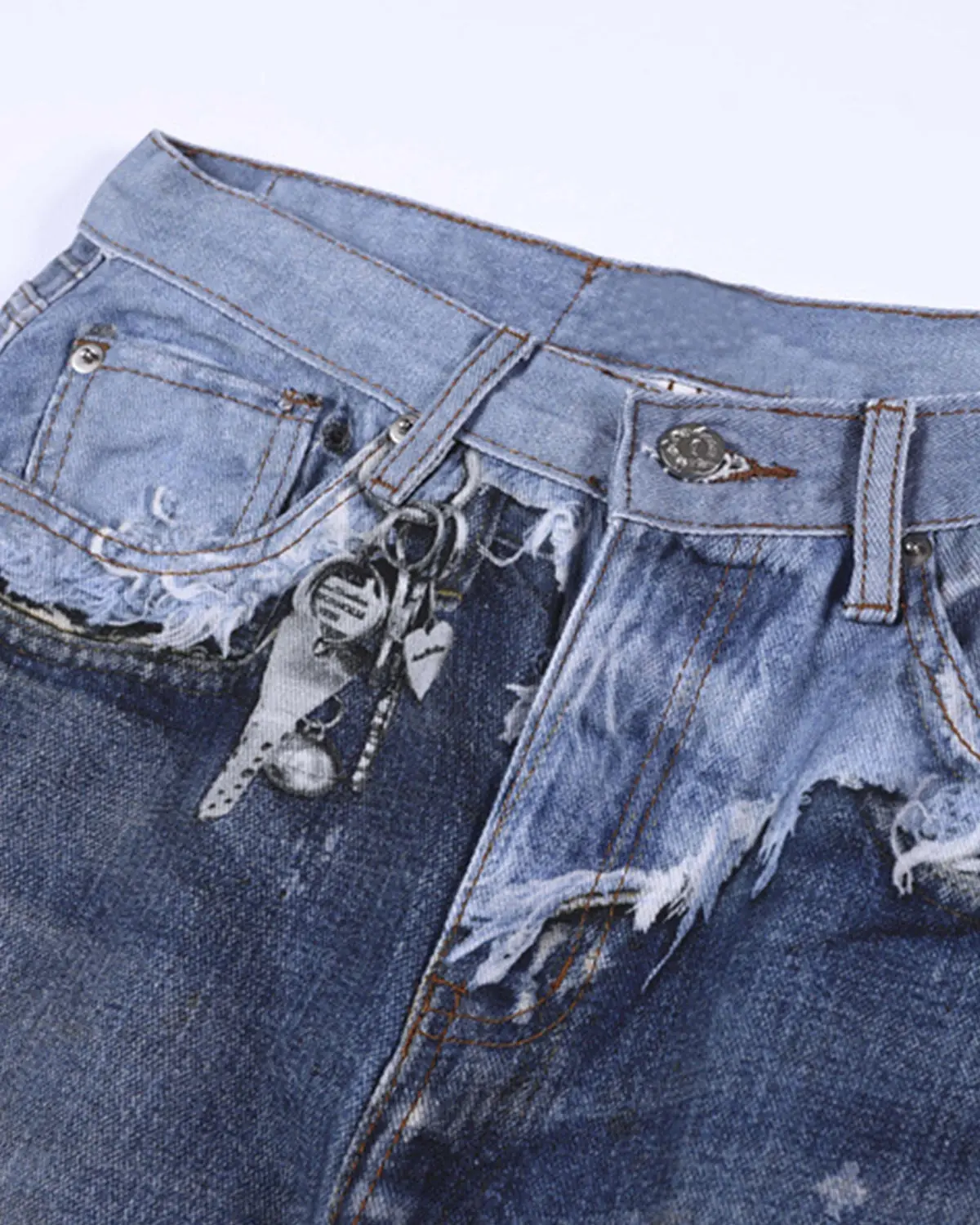 Digital Print Distressed Baggy Jeans | Inflation Streetwear - Image 4