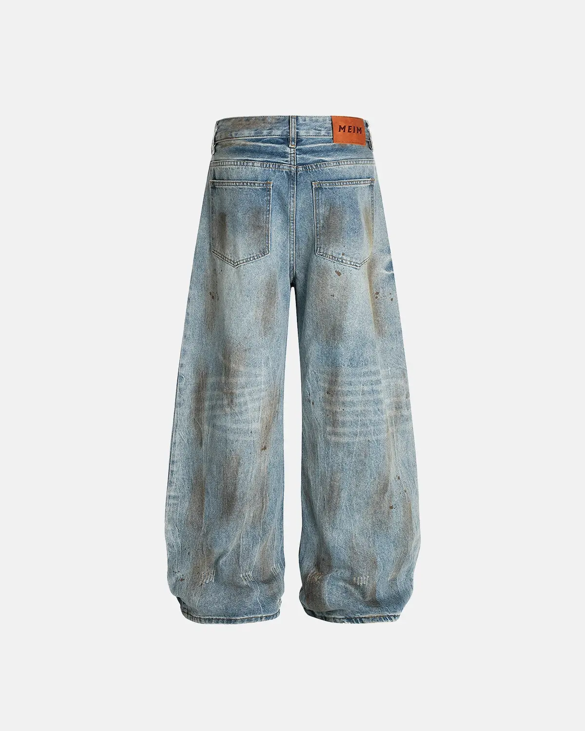 Dirty Wash Distressed Barrel Jeans | Inflation Streetwear - Image 6