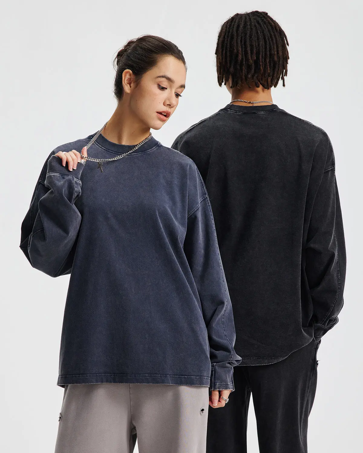 Distressed Aicd Wash Oversized Long Sleeve Tees | Inflation Streetwear - Image 10