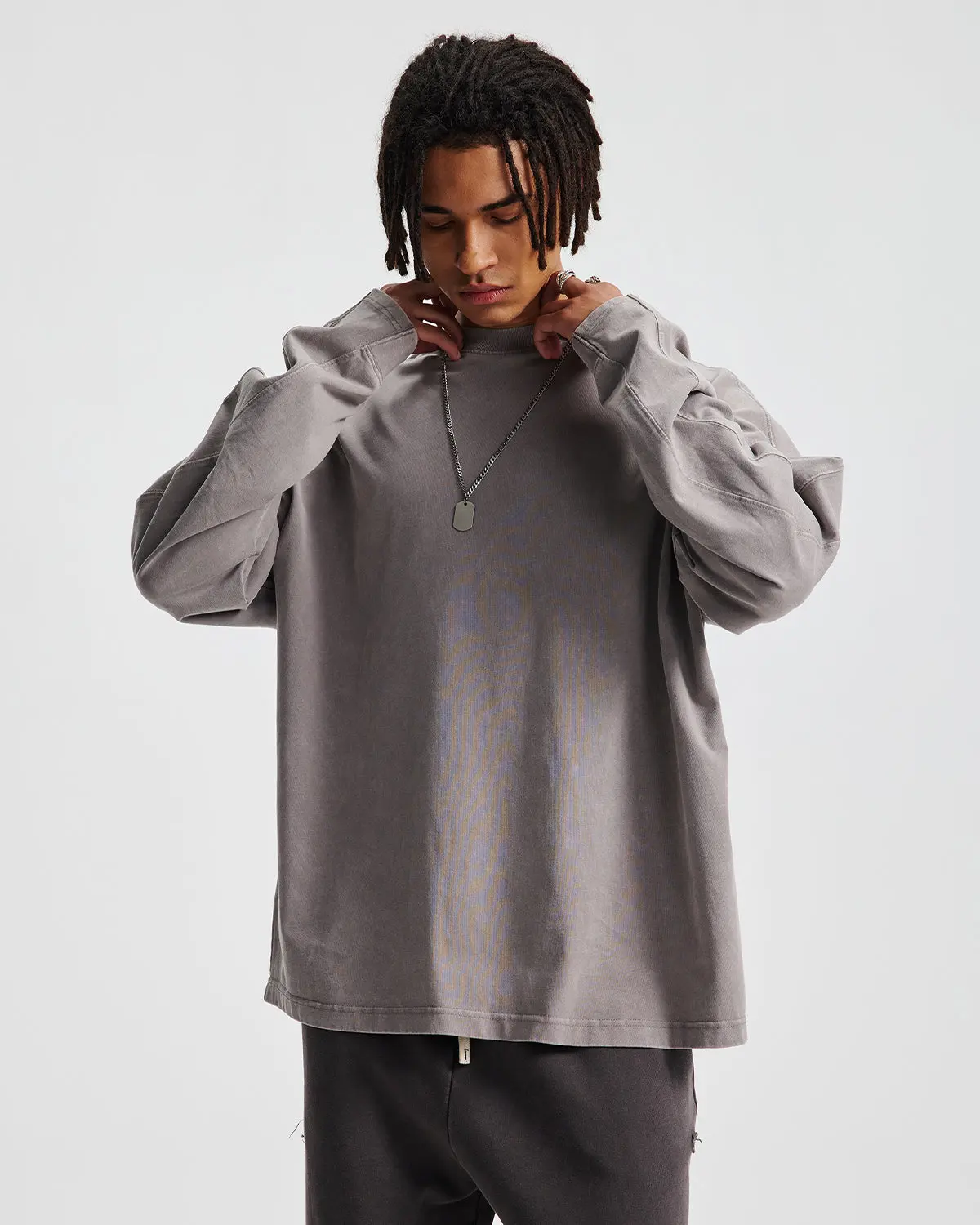 Distressed Aicd Wash Oversized Long Sleeve Tees | Inflation Streetwear - Image 3