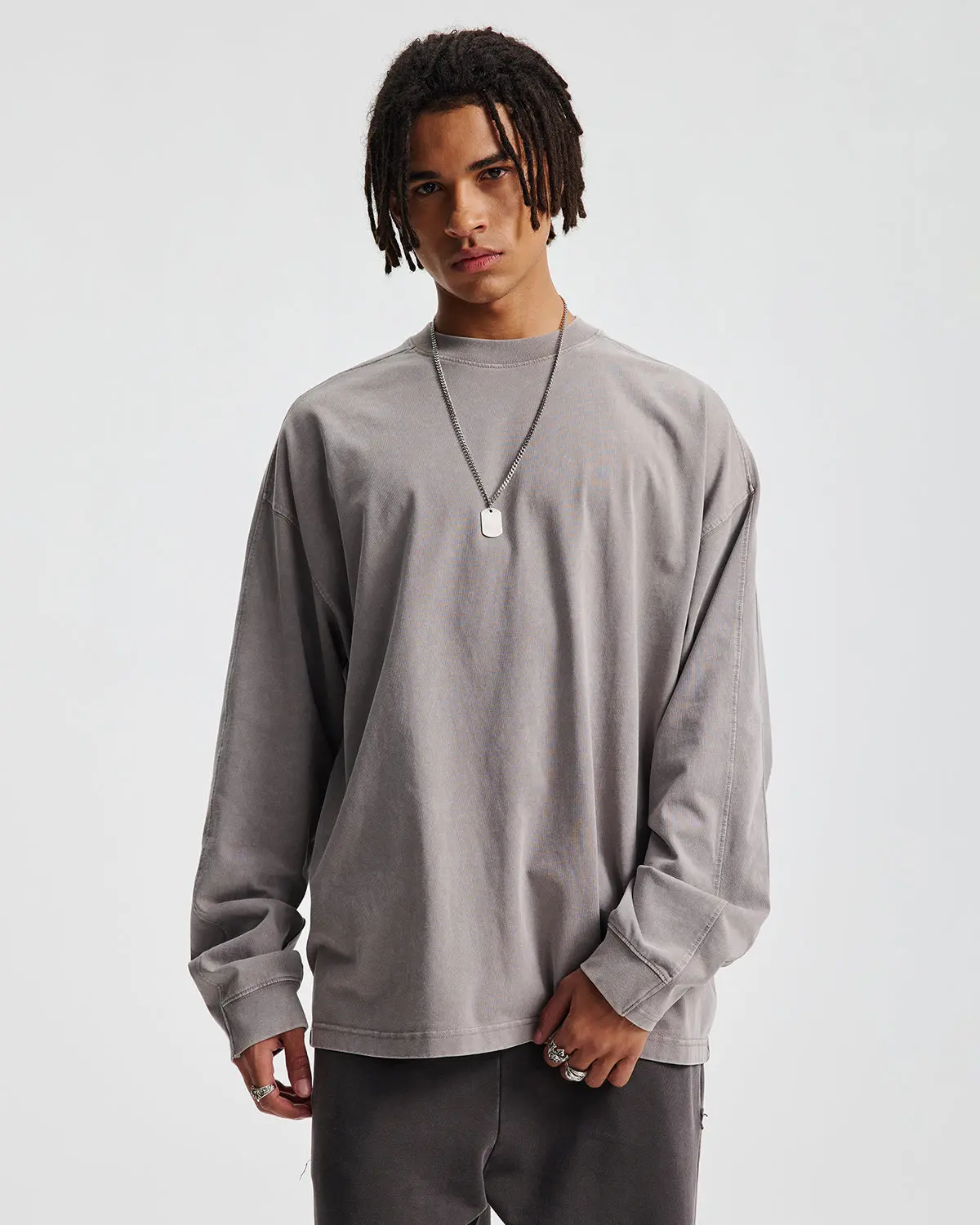 Distressed Aicd Wash Oversized Long Sleeve Tees | Inflation Streetwear - Image 5