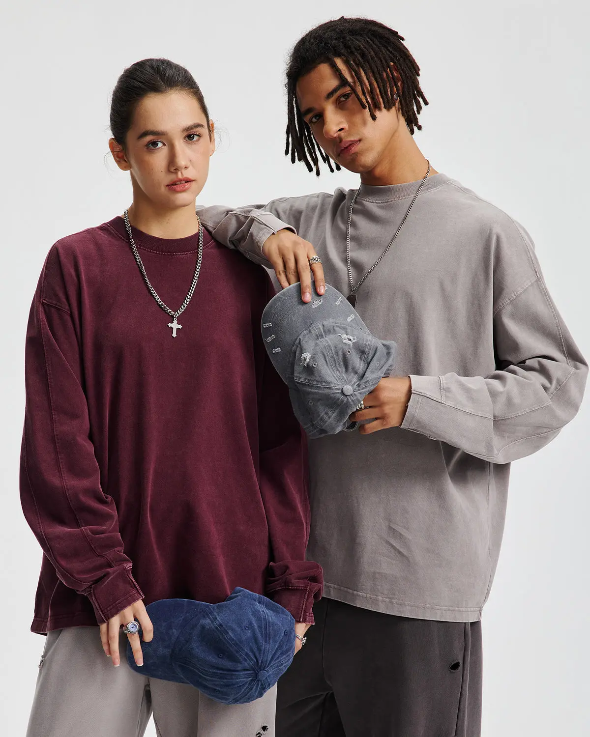 Distressed Aicd Wash Oversized Long Sleeve Tees | Inflation Streetwear - Image 8