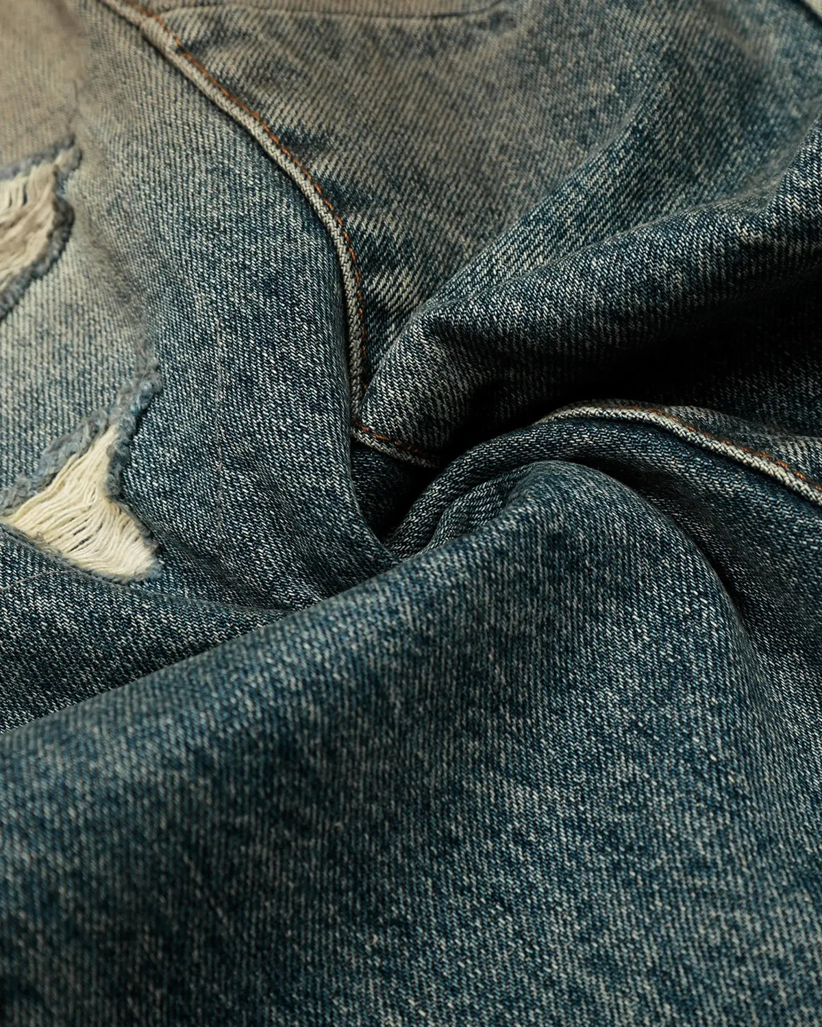 Distressed Dirty Wash Barrel Jeans | Inflation Streetwear - Image 12