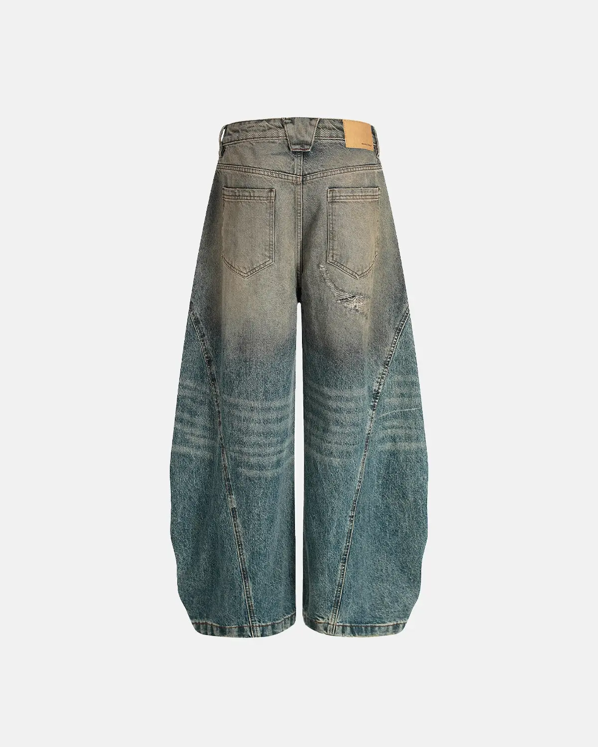 Distressed Dirty Wash Barrel Jeans | Inflation Streetwear - Image 8