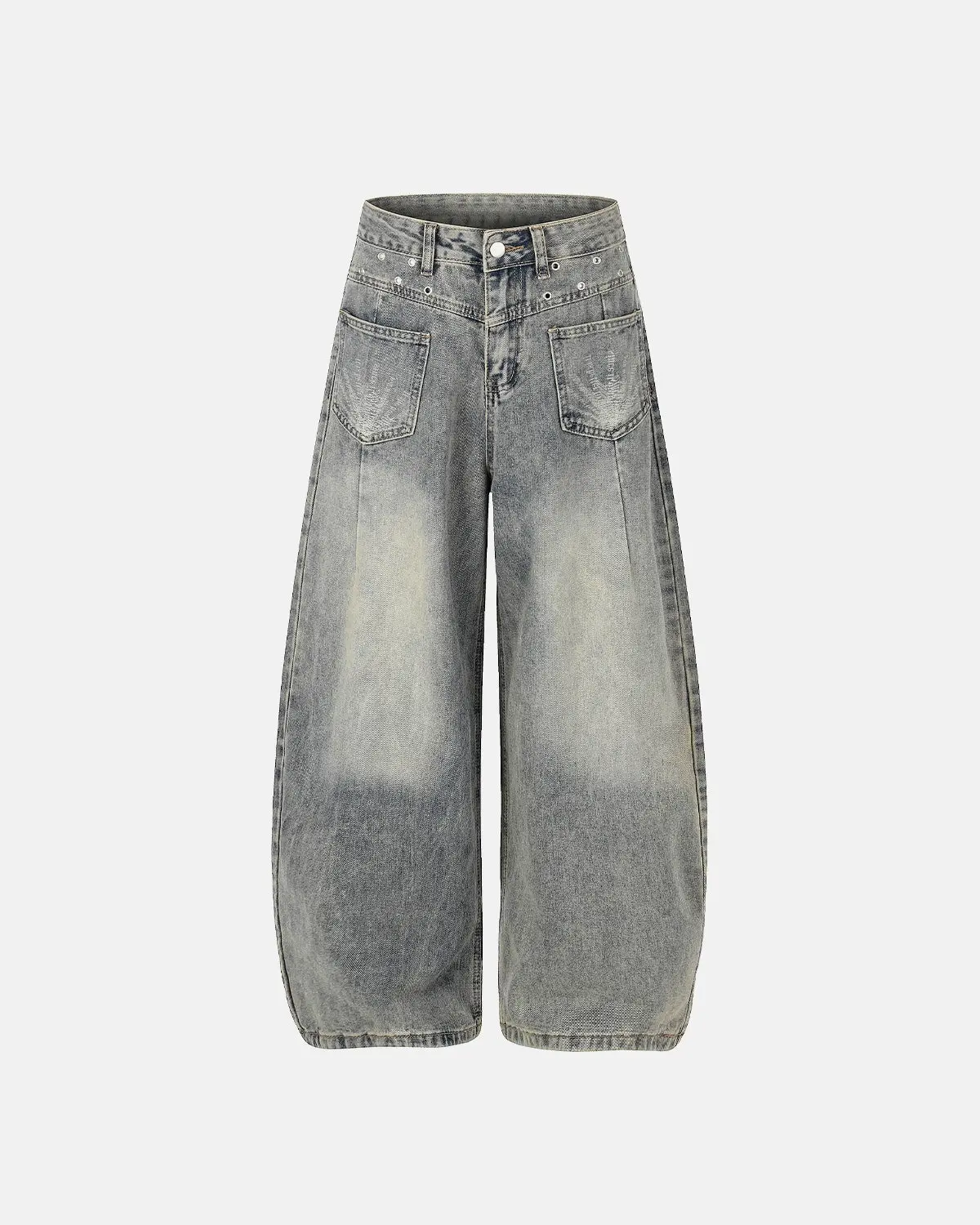 Distressed Eyelet Barrel Jeans | Inflation Streetwear - Image 3