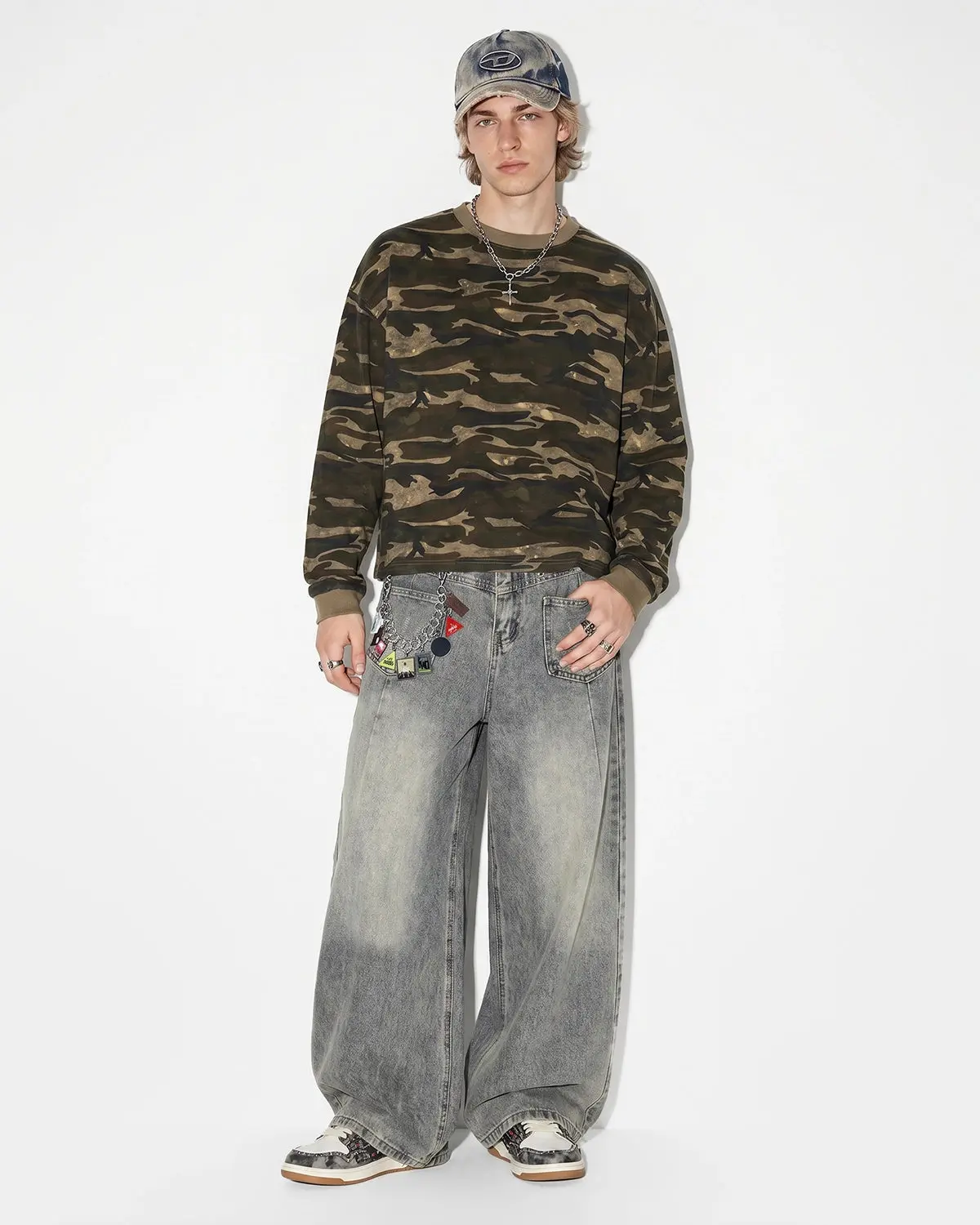 Distressed Eyelet Barrel Jeans | Inflation Streetwear - Image 5
