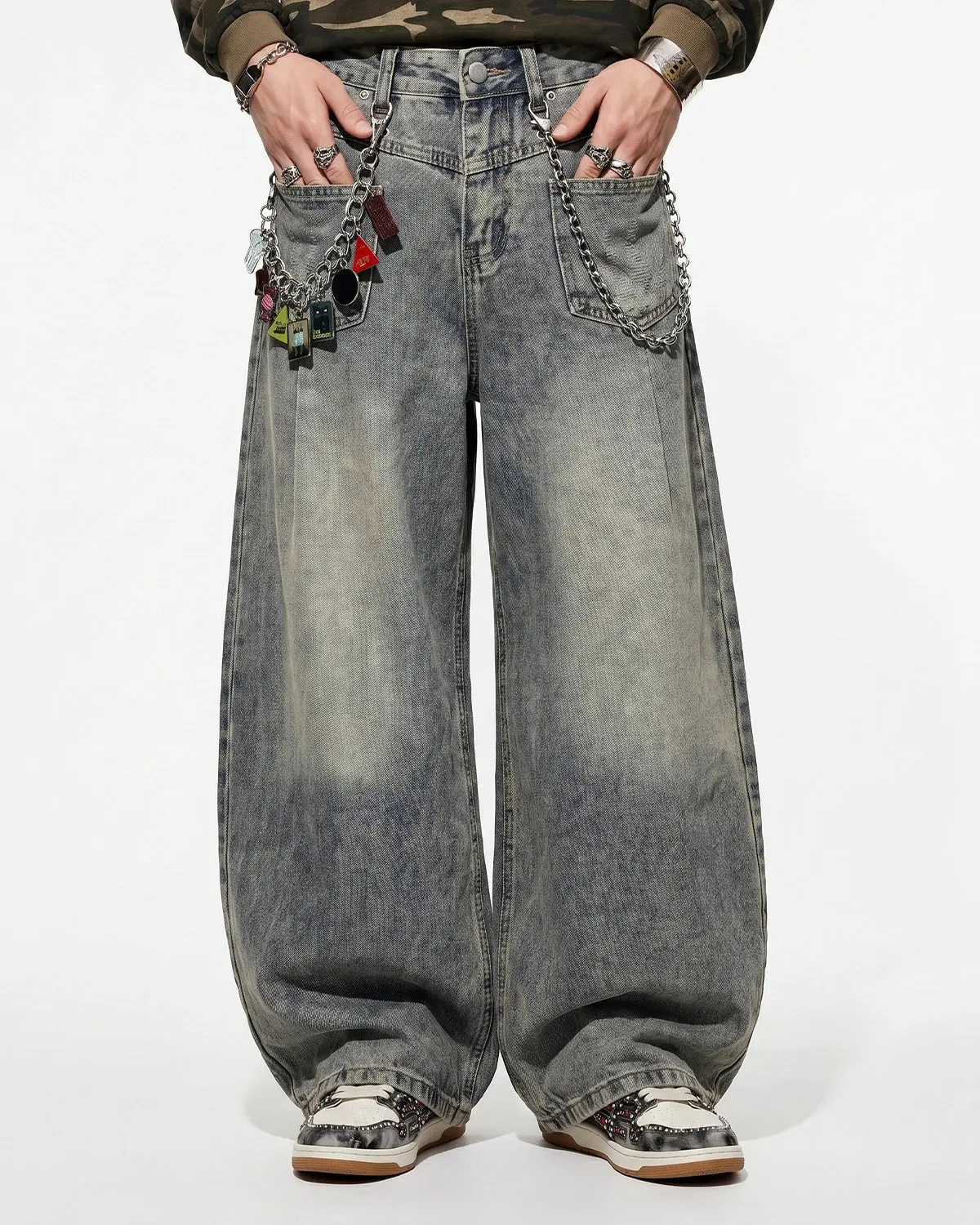 Distressed Eyelet Barrel Jeans | Inflation Streetwear - Image 7