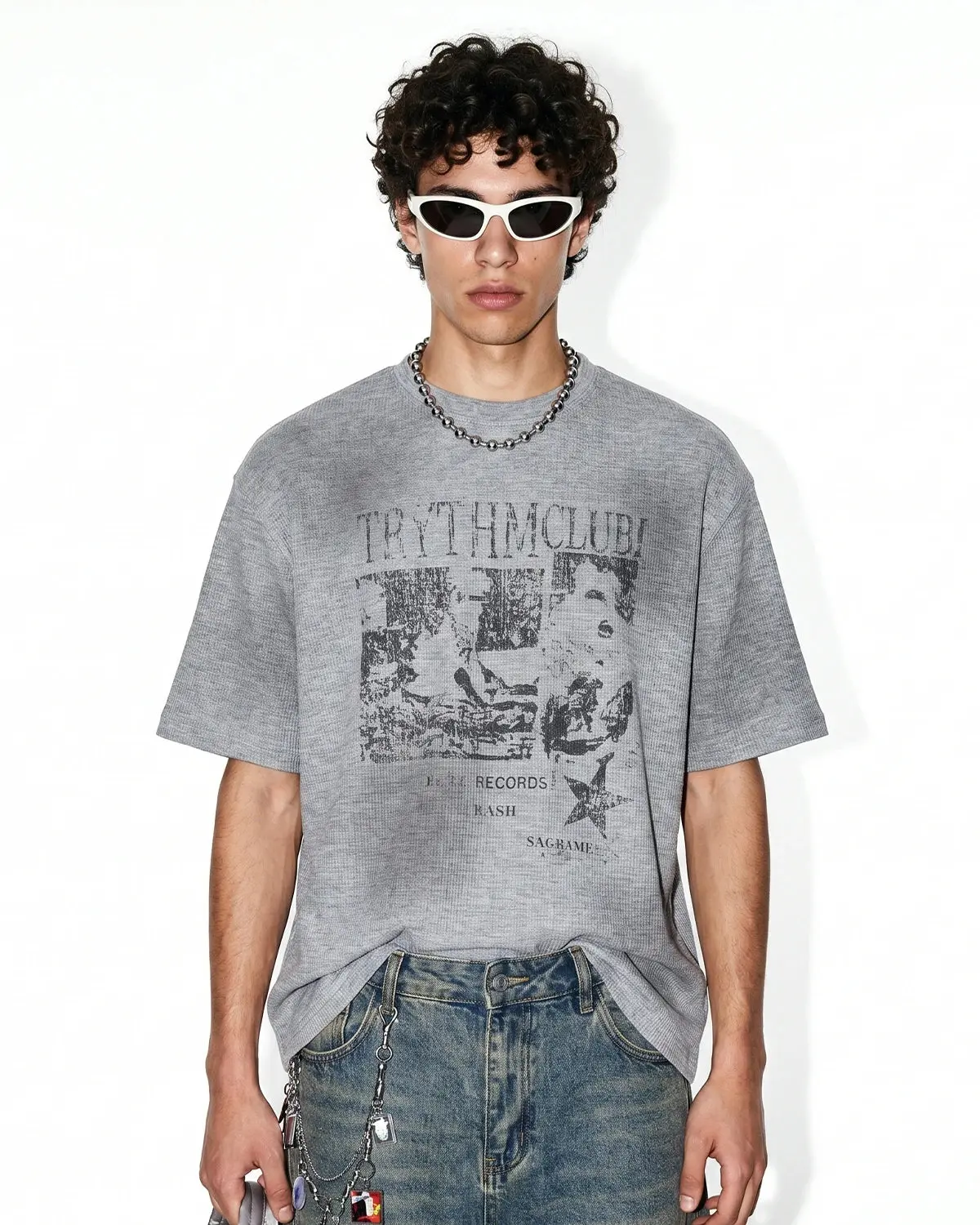 Distressed Graphic Waffle Tee | Inflation Streetwear - Image 5
