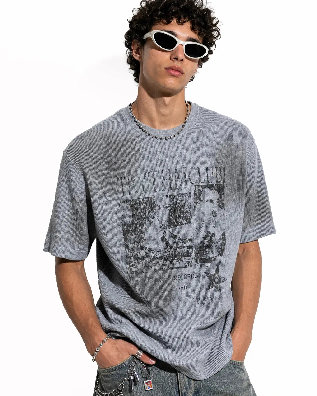 Distressed Graphic Waffle Tee | Inflation Streetwear - Image 6