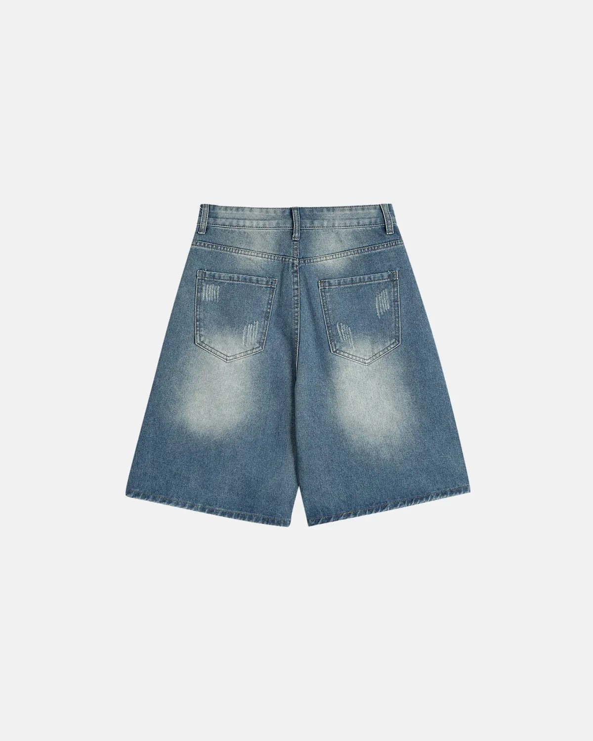 Distressed Washed Knee-Length Jorts | Inflation Streetwear - Image 2