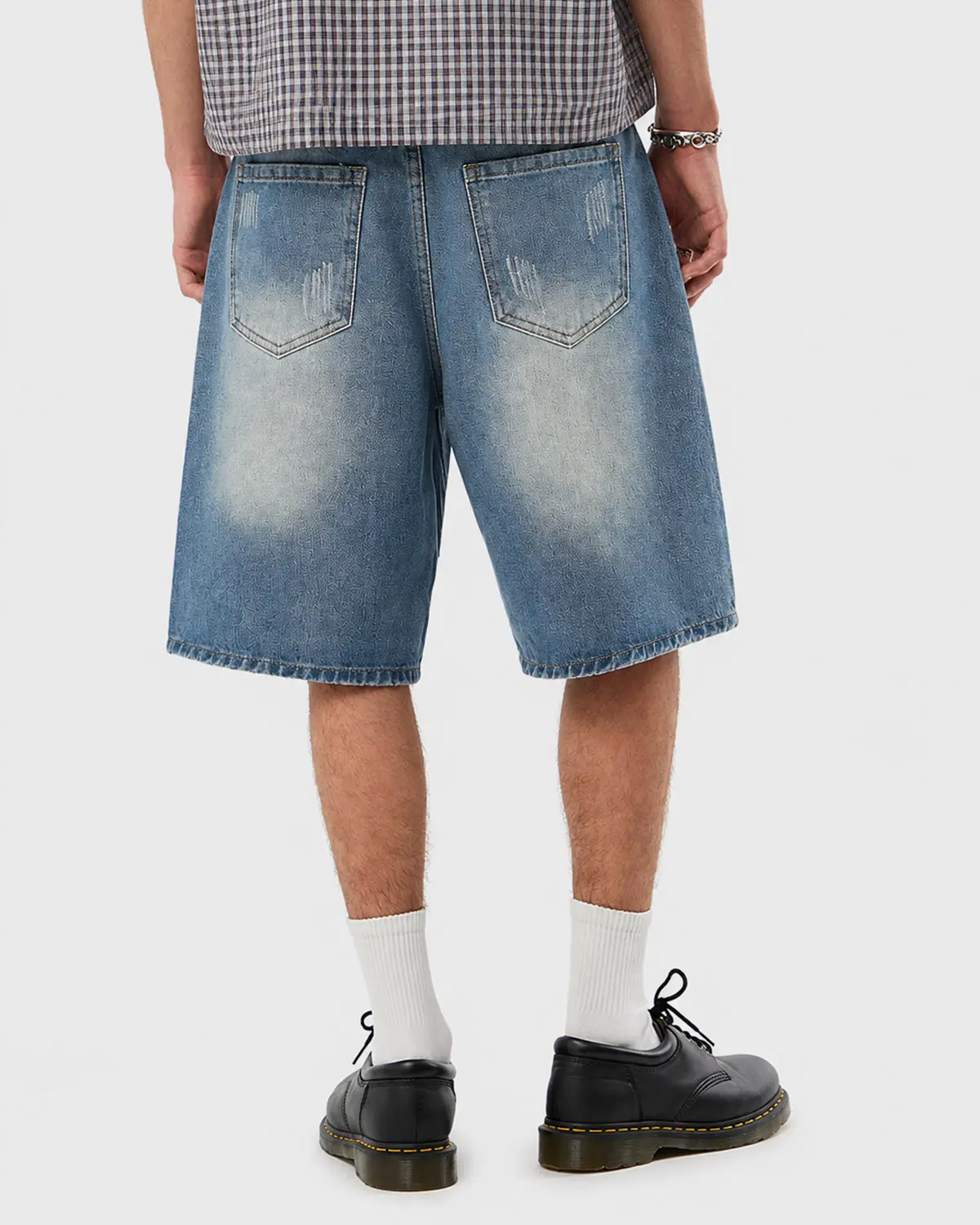 Distressed Washed Knee-Length Jorts | Inflation Streetwear - Image 4