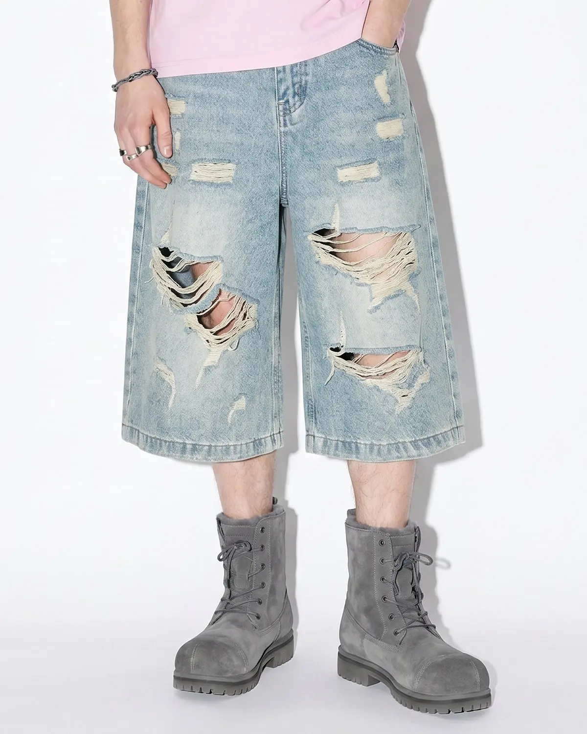 Distressed Longline Jorts | Inflation Streetwear - Image 3