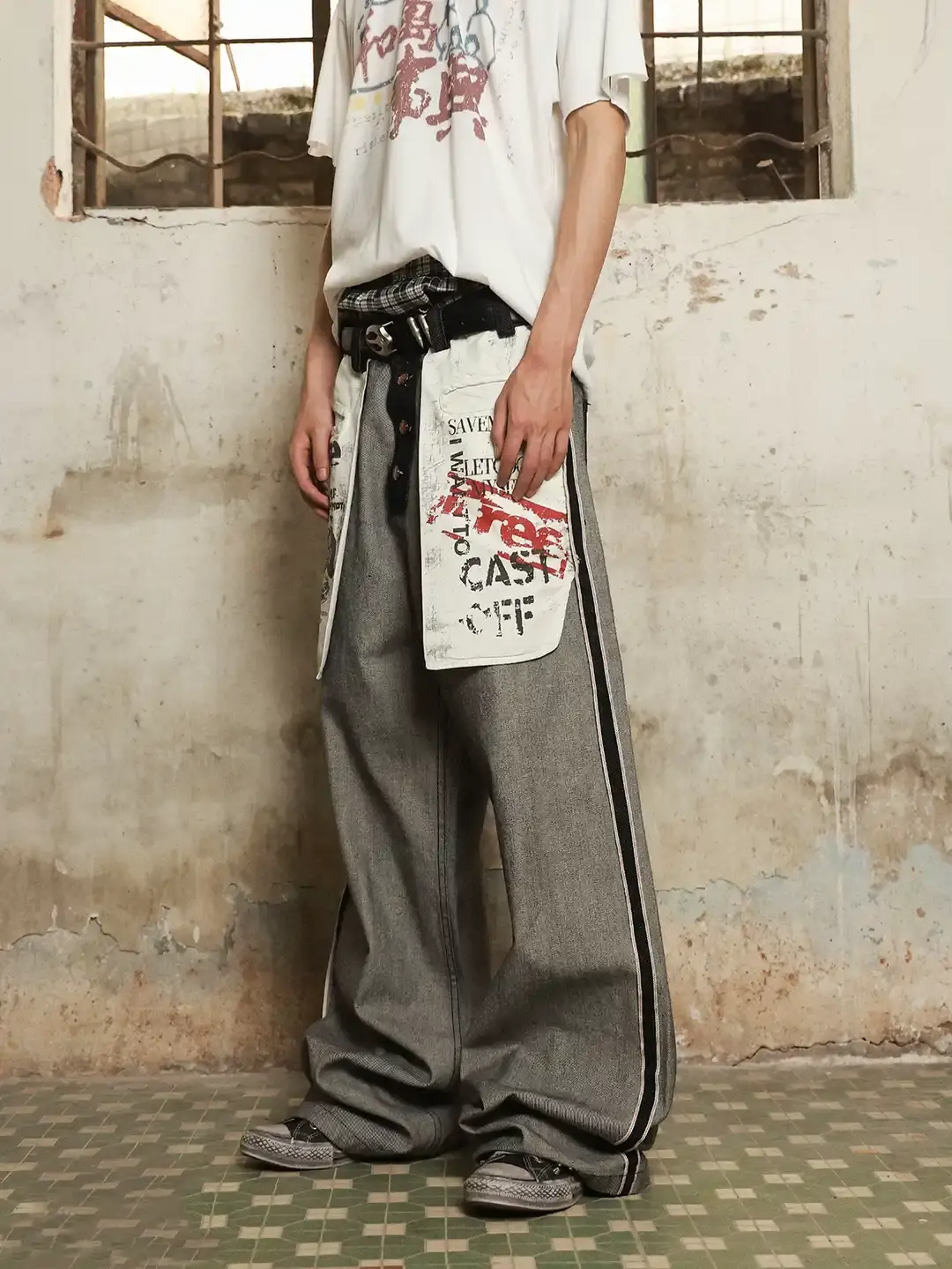 Distressed Reverse Design Baggy Jeans | Inflation Streetwear - Image 6