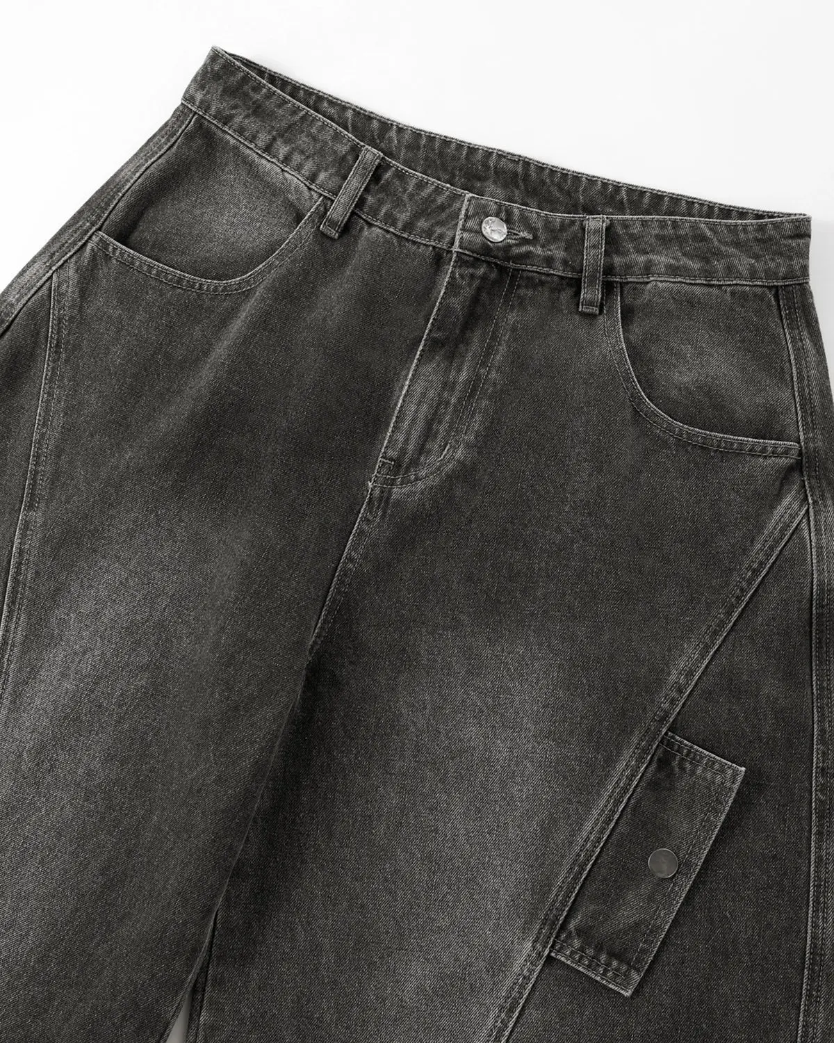 Distressed Washed Cargo Barrel Jeans | Streetwear - Image 7