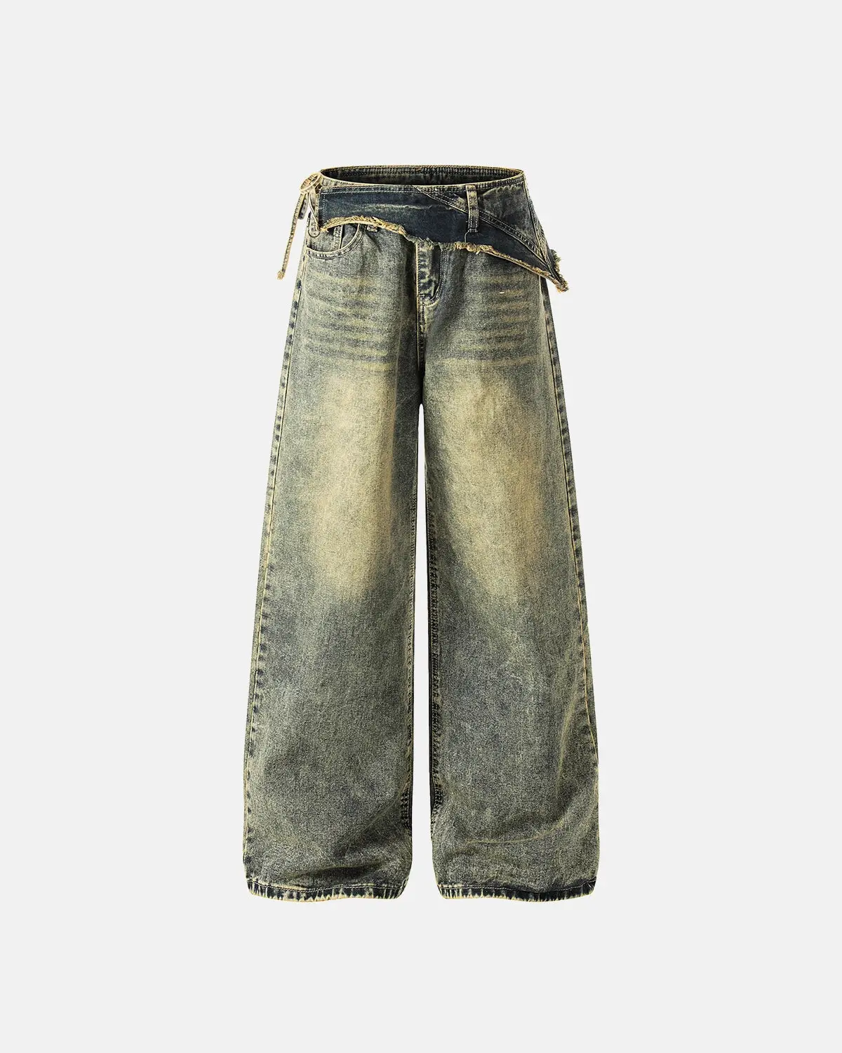 Distressed Washed Wide Leg Denim Jeans | Inflation Streetwear
