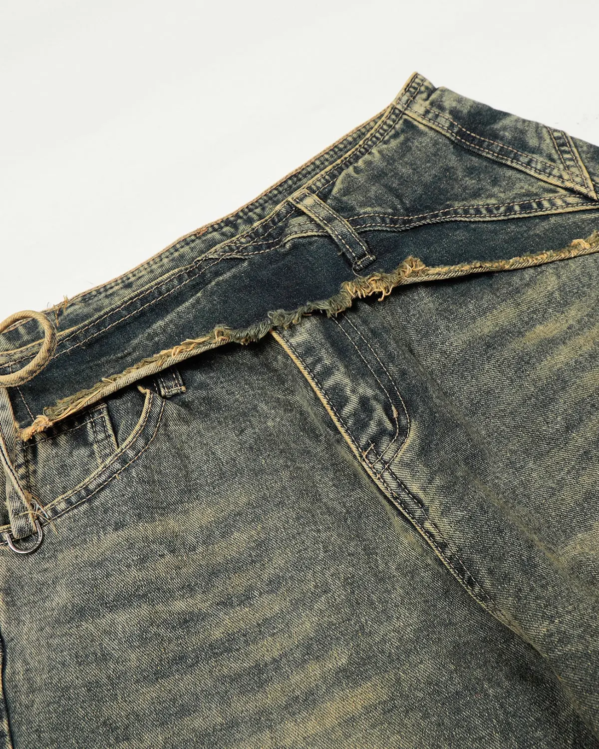 Distressed Washed Wide Leg Denim Jeans | Inflation Streetwear - Image 4