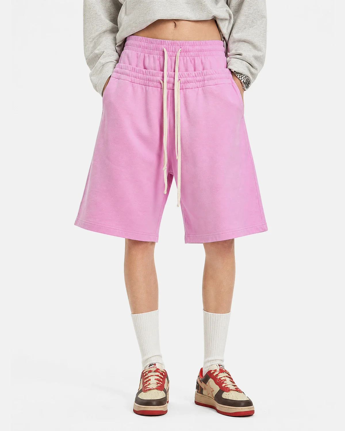 Double Waist Acid Wash Sweat Shorts | Inflation Streetwear - Image 4