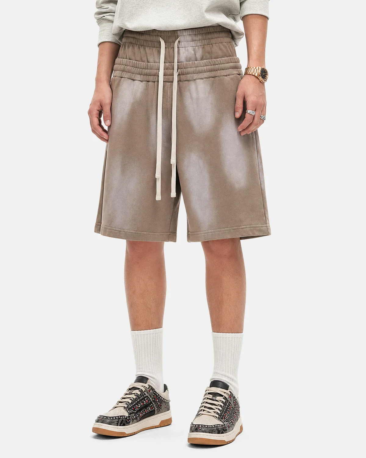 Double Waist Monkey Wash Sweat Shorts | Inflation Streetwear - Image 2