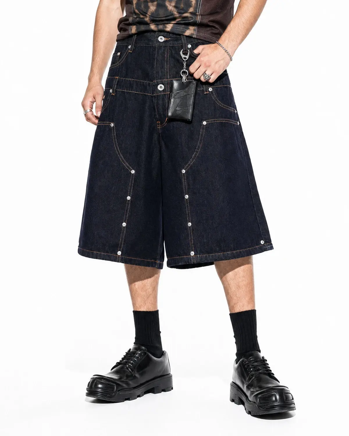 Double Waist Rivet Baggy Jorts | Inflation Streetwear - Image 2