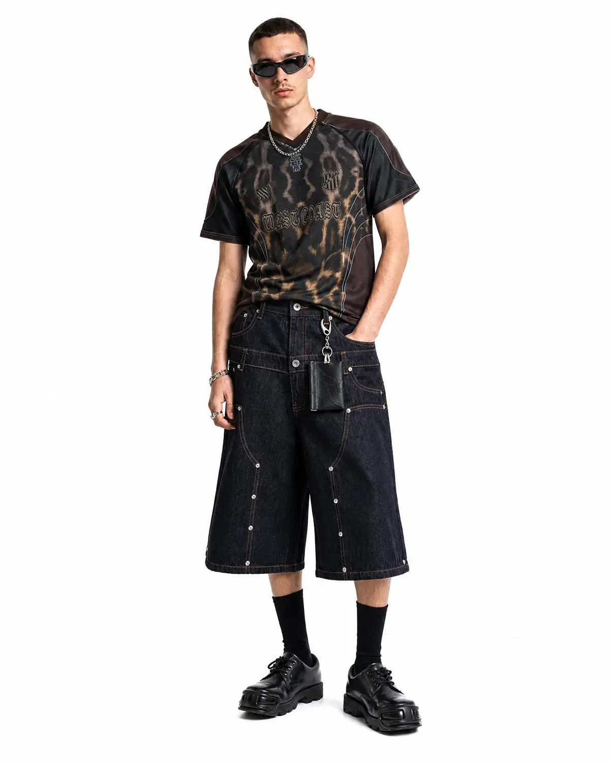 Double Waist Rivet Baggy Jorts | Inflation Streetwear - Image 3
